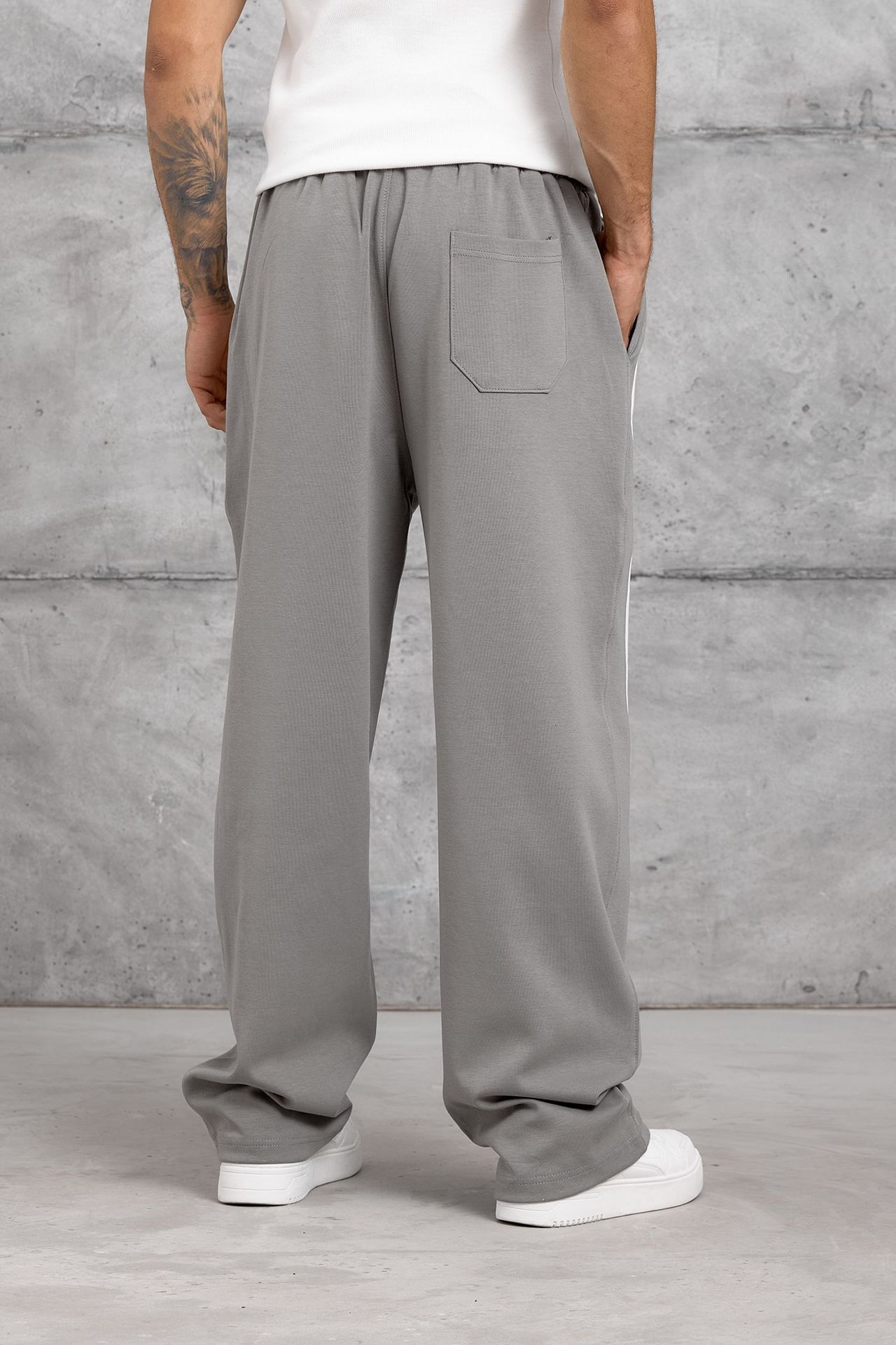 NOMARC Çizgili Geniş Paça Büzme İpli Jogger Pantolon 4