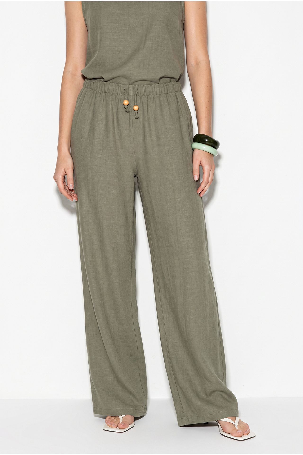 LUCCI High Waist Sleeveless Linen Blended Two-Piece Set 5