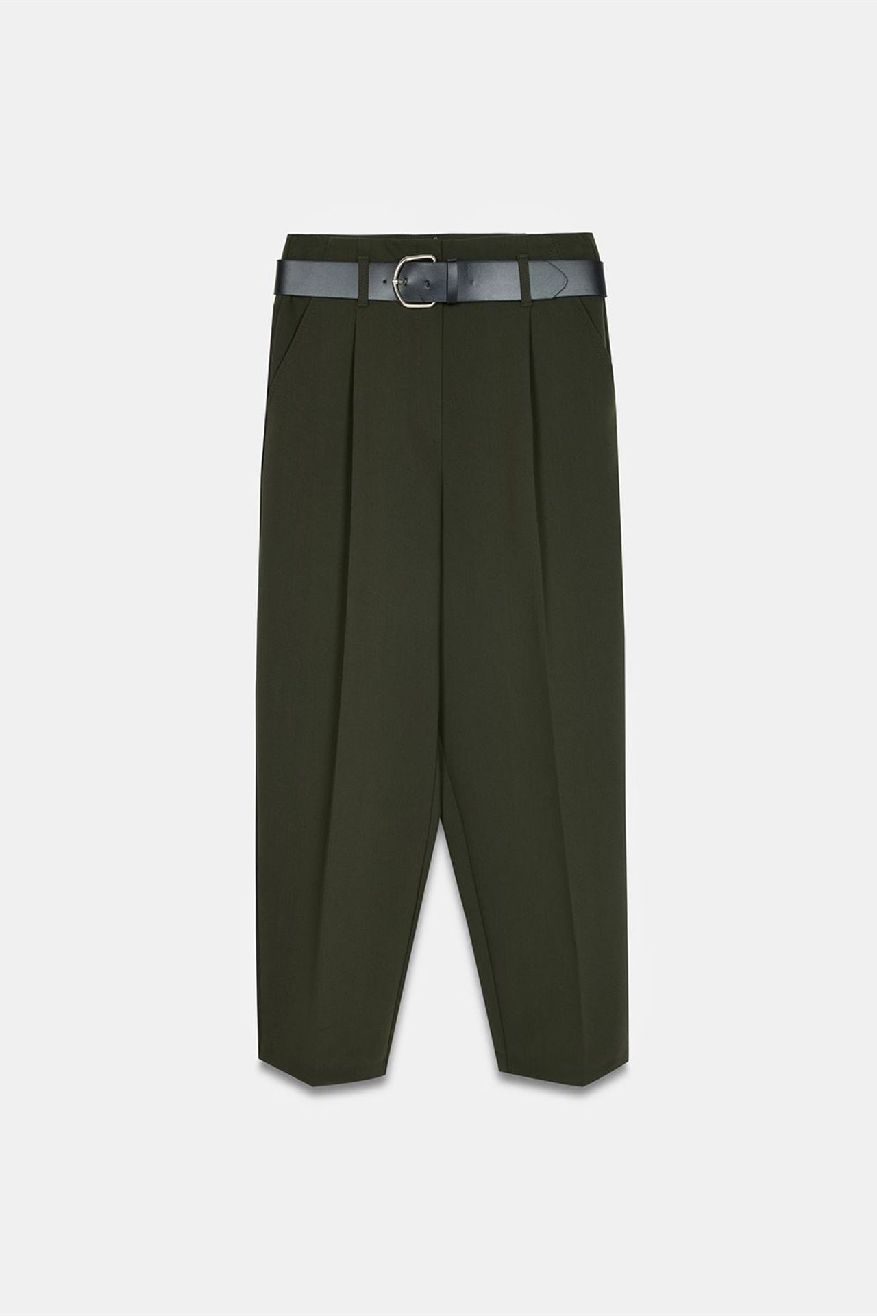 DILVIN Kemerli Yüksek Bel Düz Paça Krep Pantolon 5