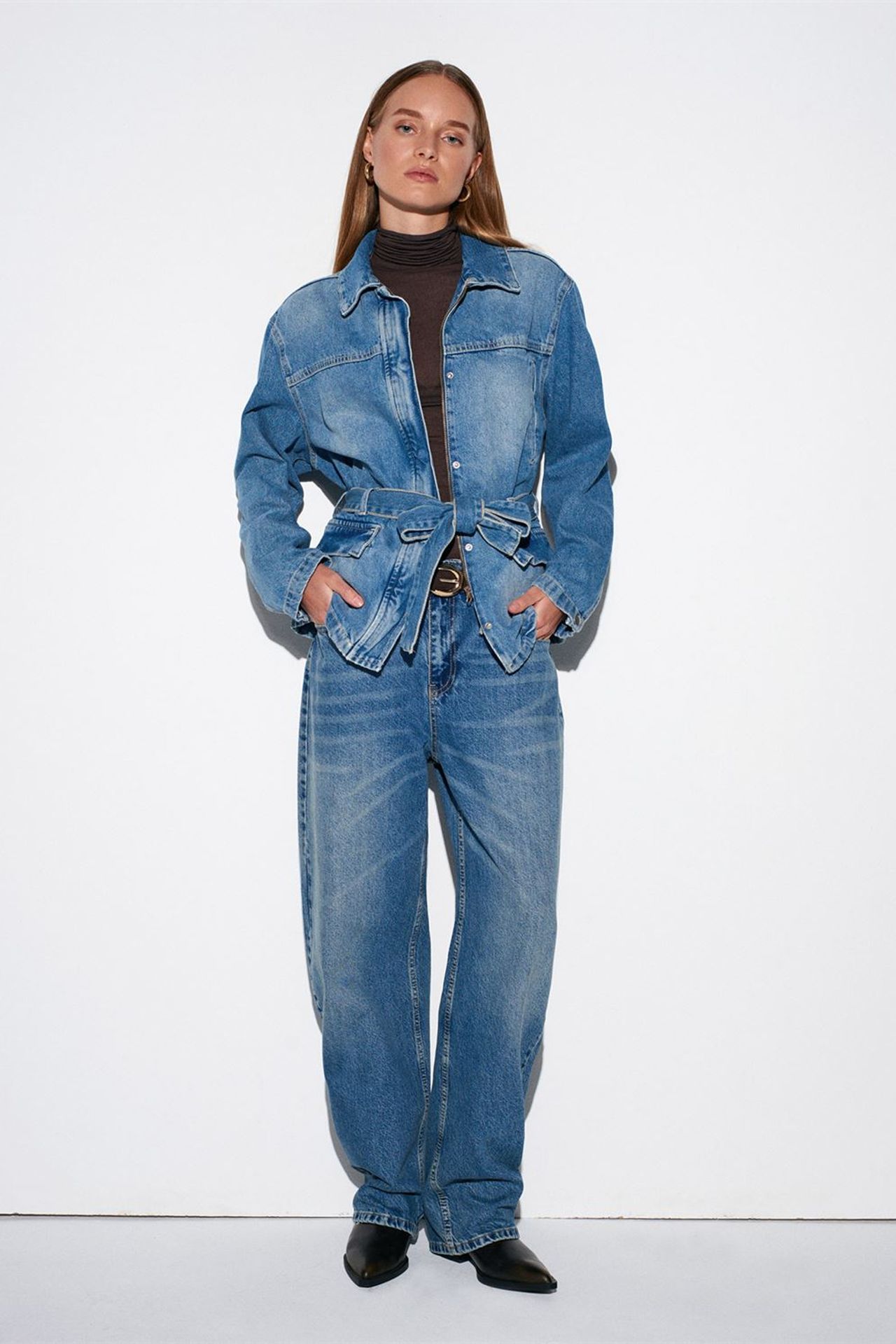 DILVIN Women’s Belted Denim Jacket