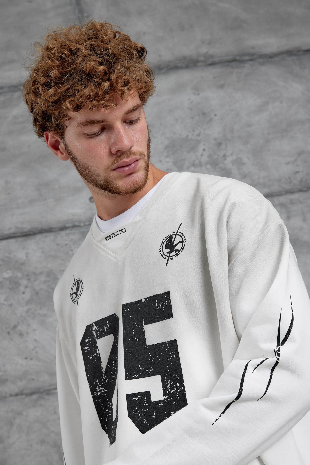 NOMARC Baskılı Oversize Bisiklet Yaka Sweatshirt 4