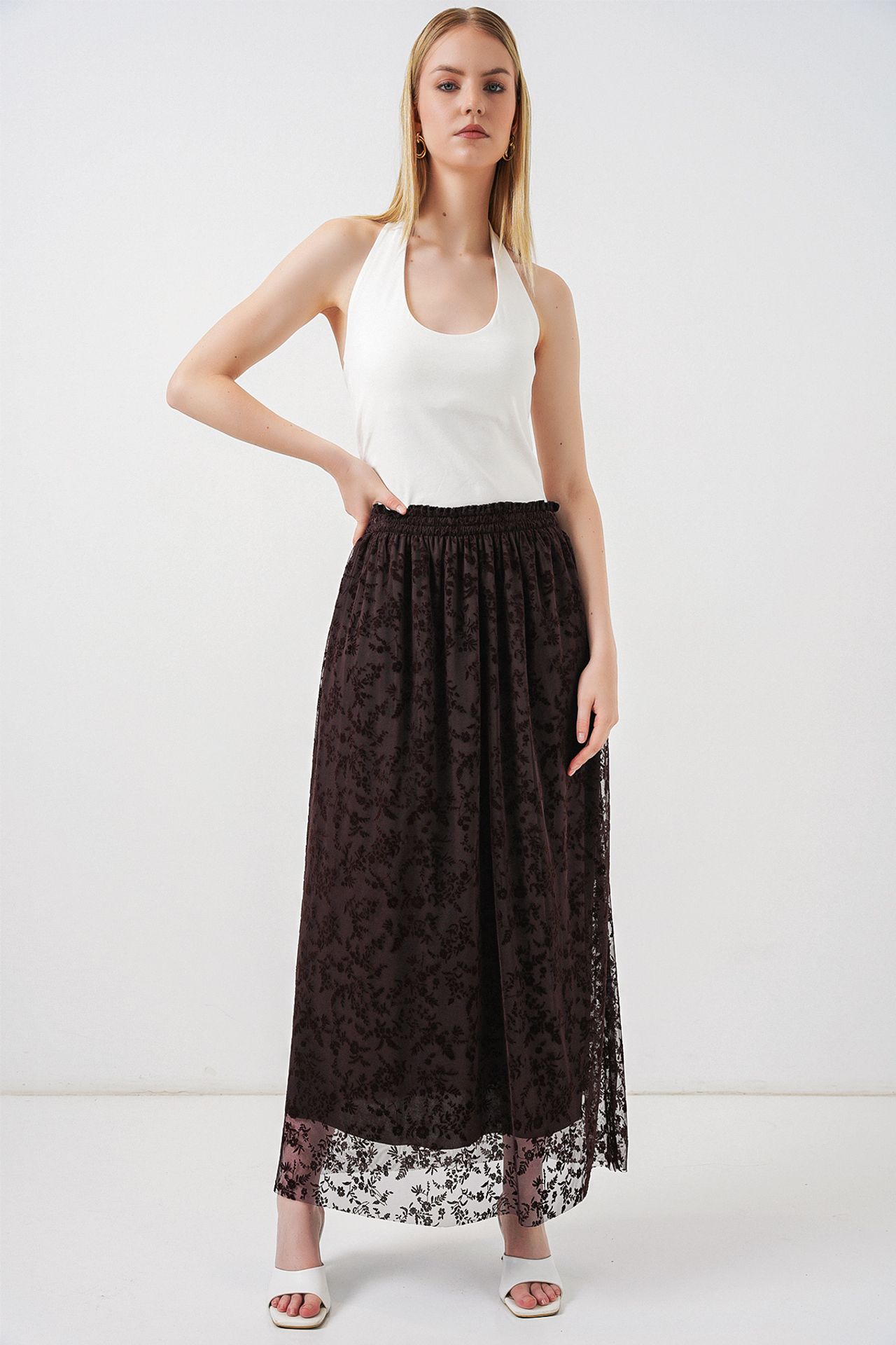 BDART Floral High Waist Maxi A-Line Skirt 5