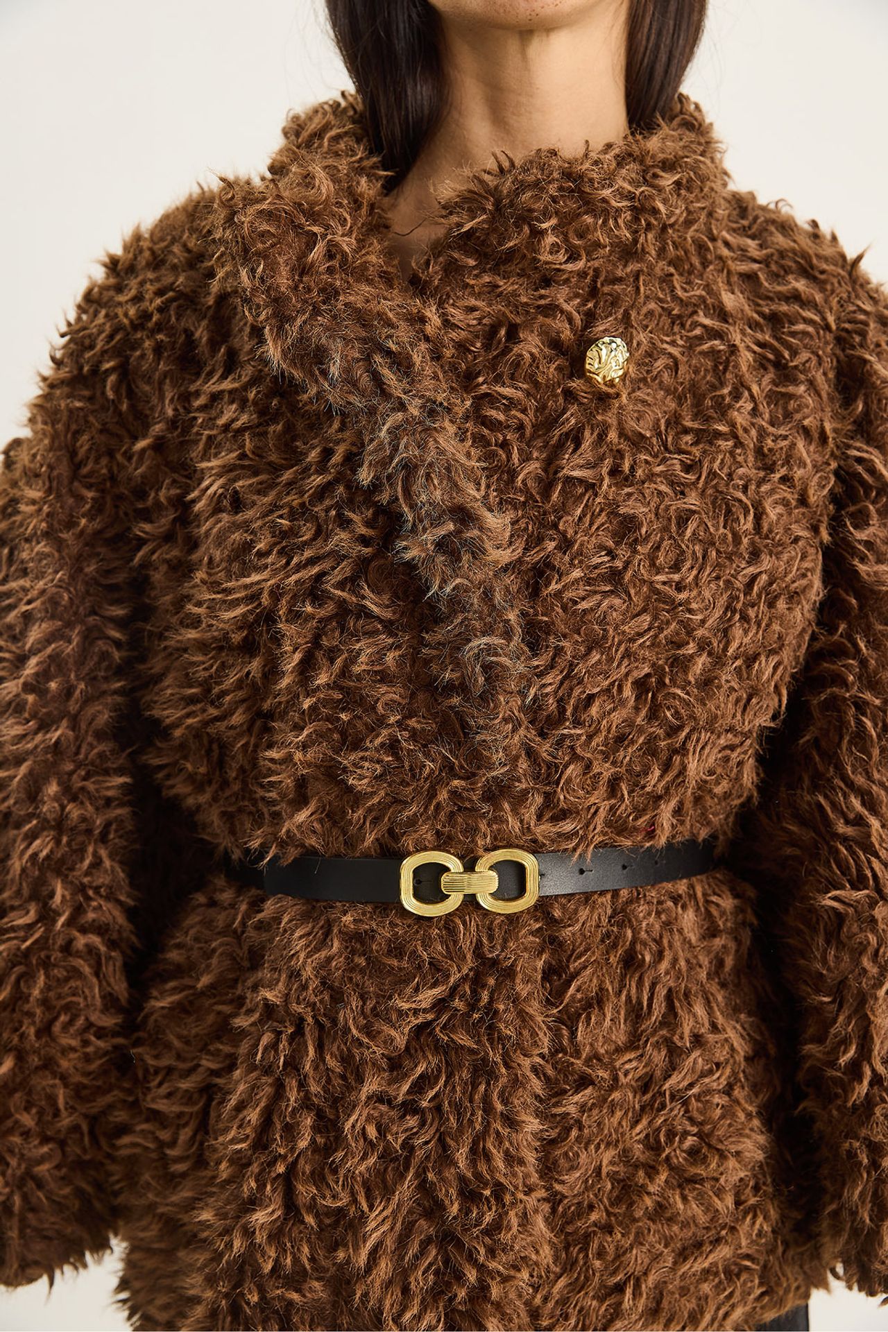 LUCCI Oversize Plush Coat with Jacket Collar 6