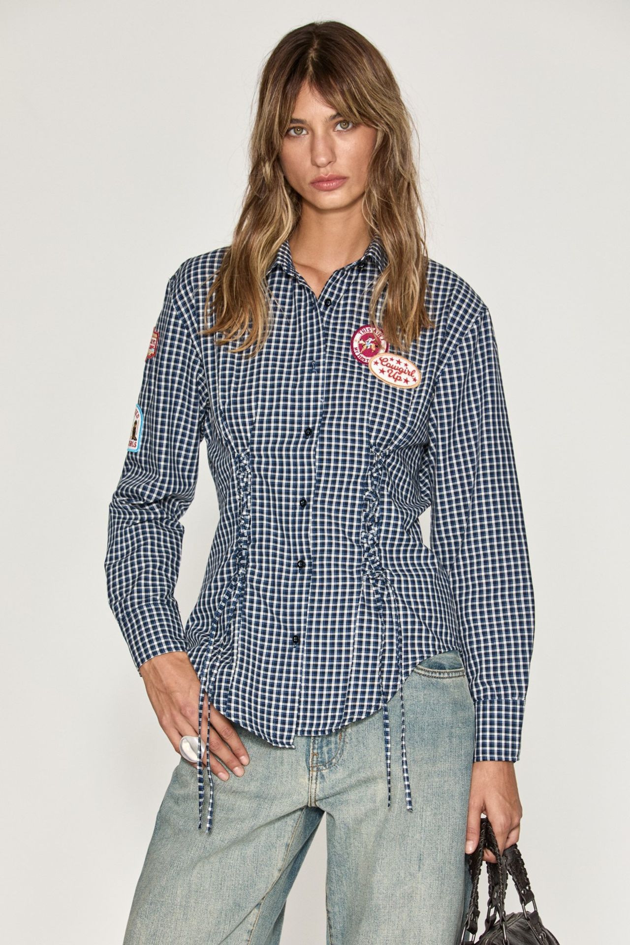 GRIMELANGE Plaid Shirt Collar Shirt 1