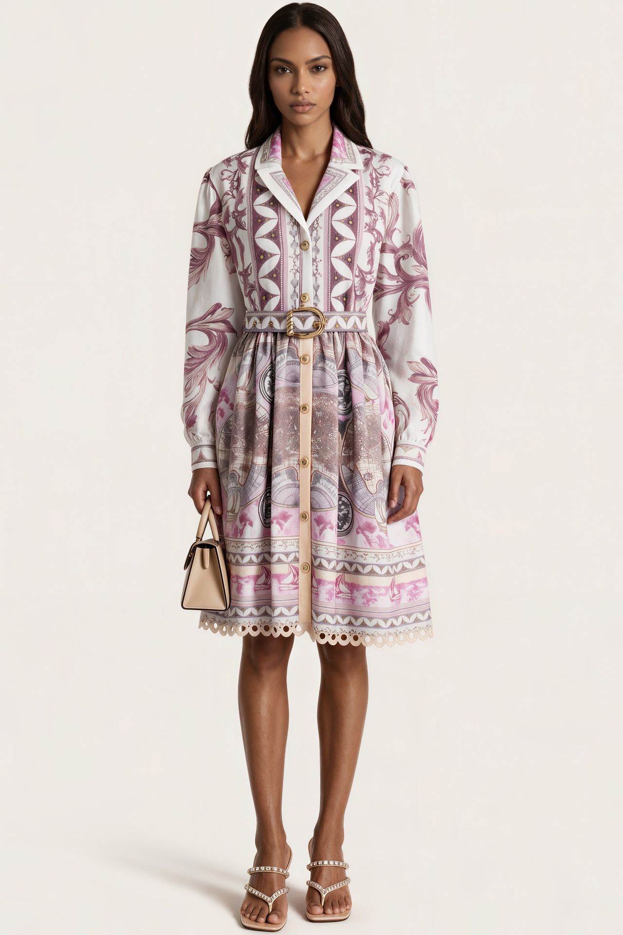 MSN Geometric Belted Shirt Dress 4