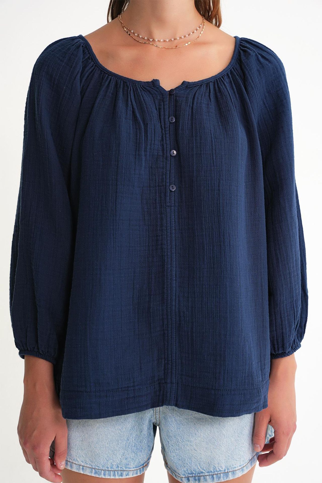 Mixray Buttoned Muslin Blouse 4