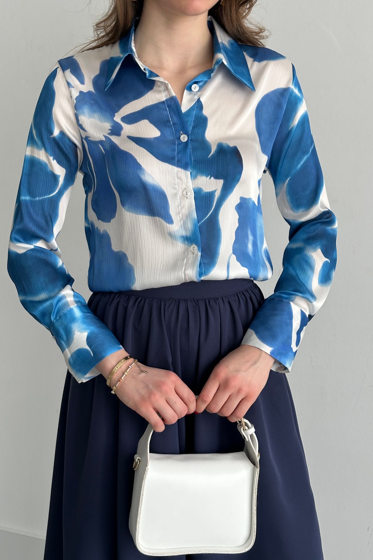 MY FASHION Textured Abstract Print Button-Up Shirt 4