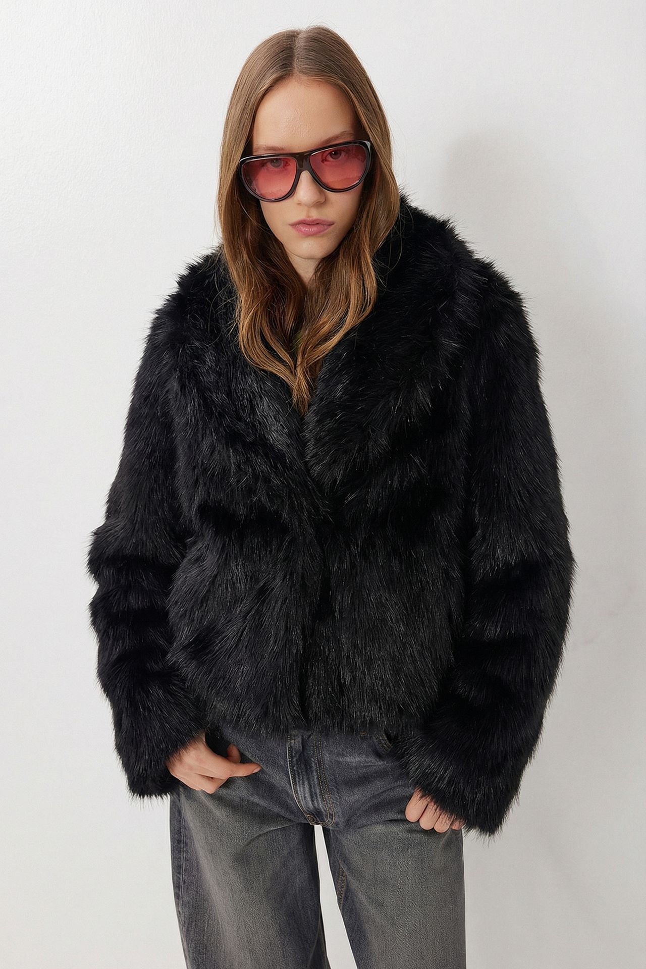 ISTANBUL Faux Fur Shawl Collar Jacket 4