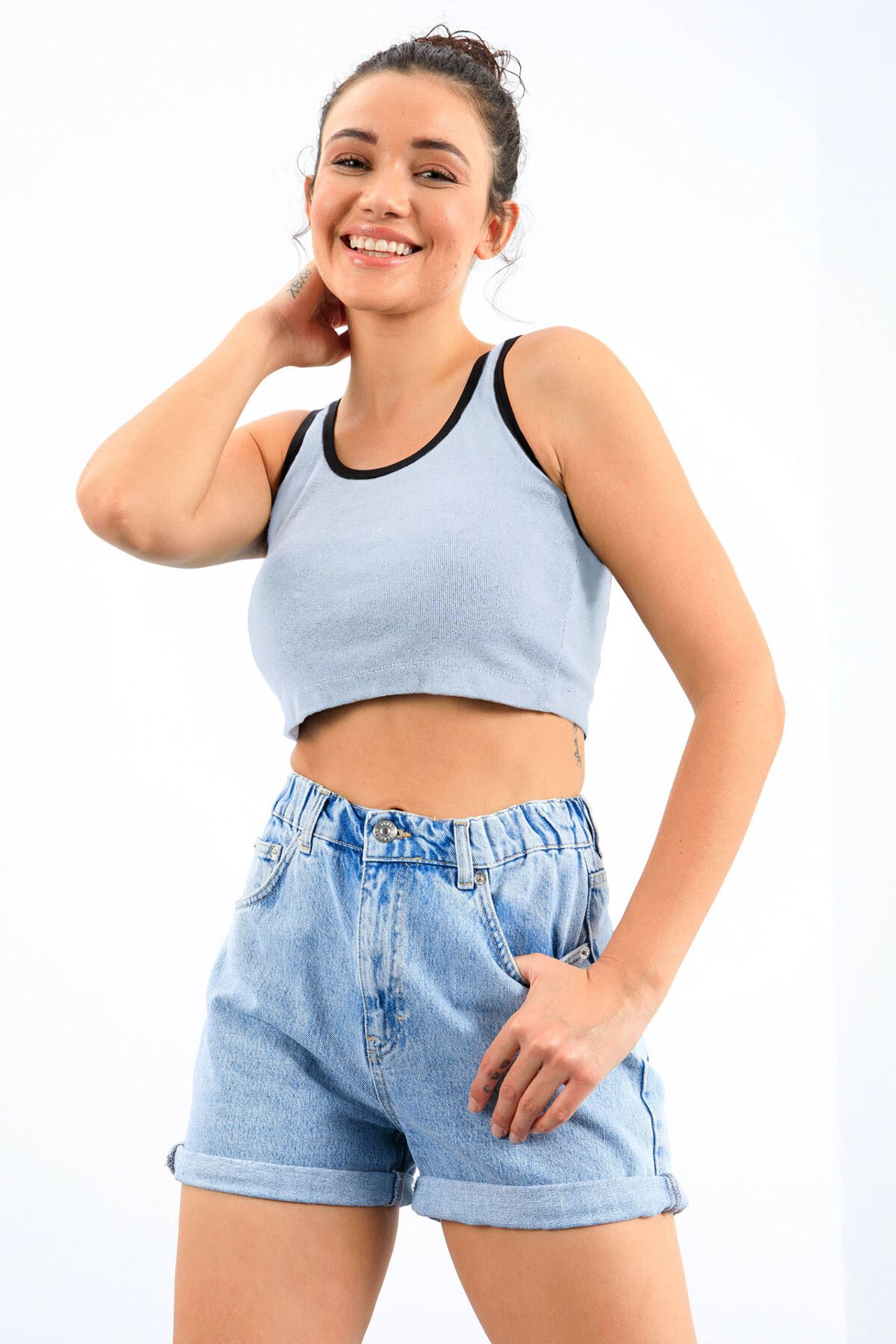 TOMMY Ribbed Sleeveless Crop Top 1