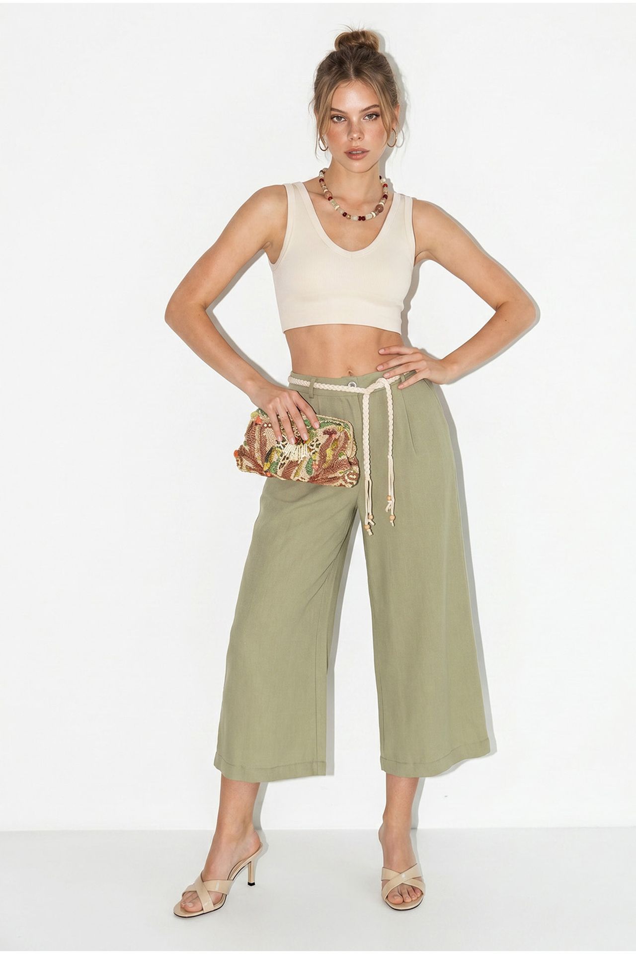 LUCCI Kadın Lastikli Bel Culotte Pantolon 3