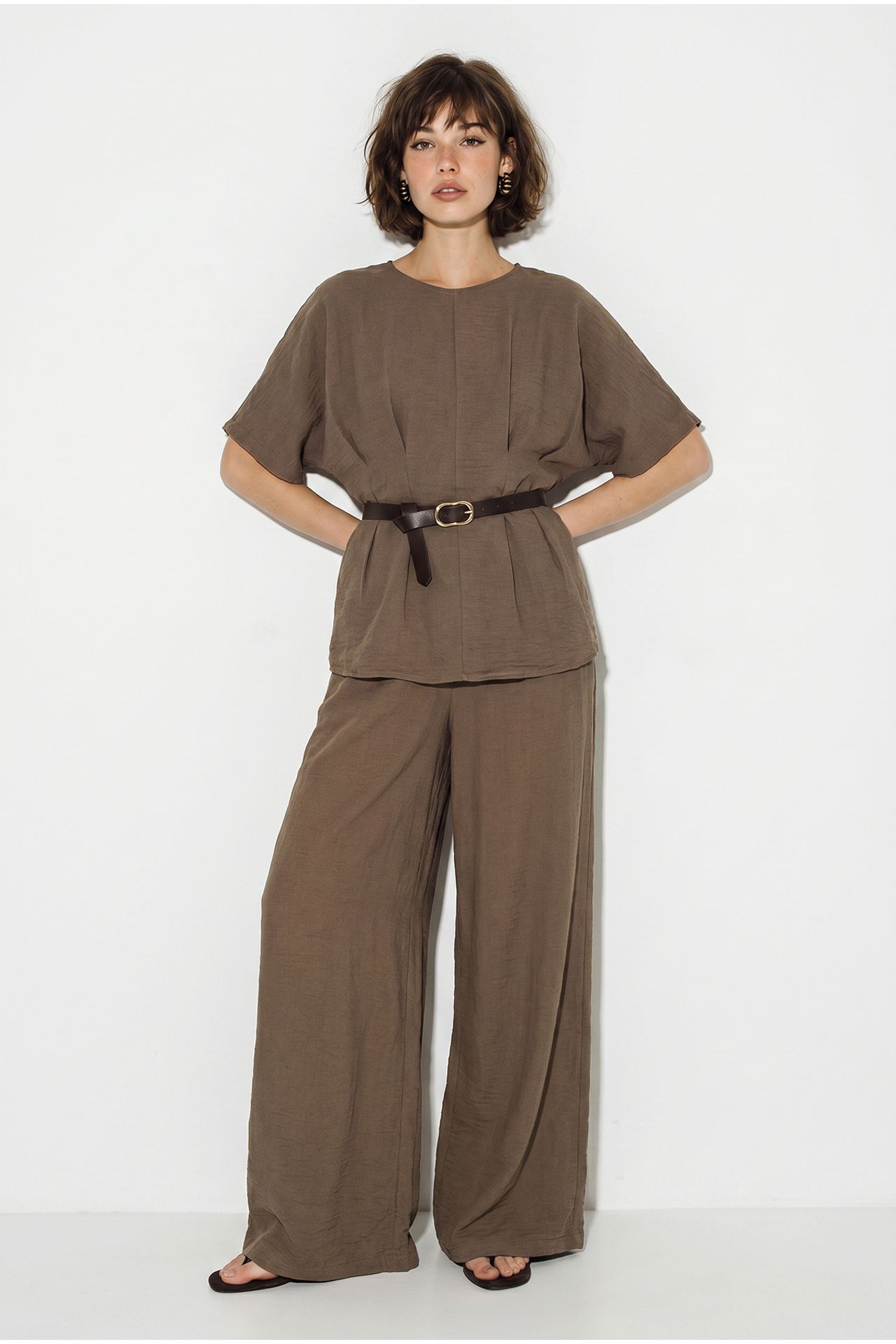 LUCCI Viscose-Linen Blouse And Wide-Leg Trousers Set 2