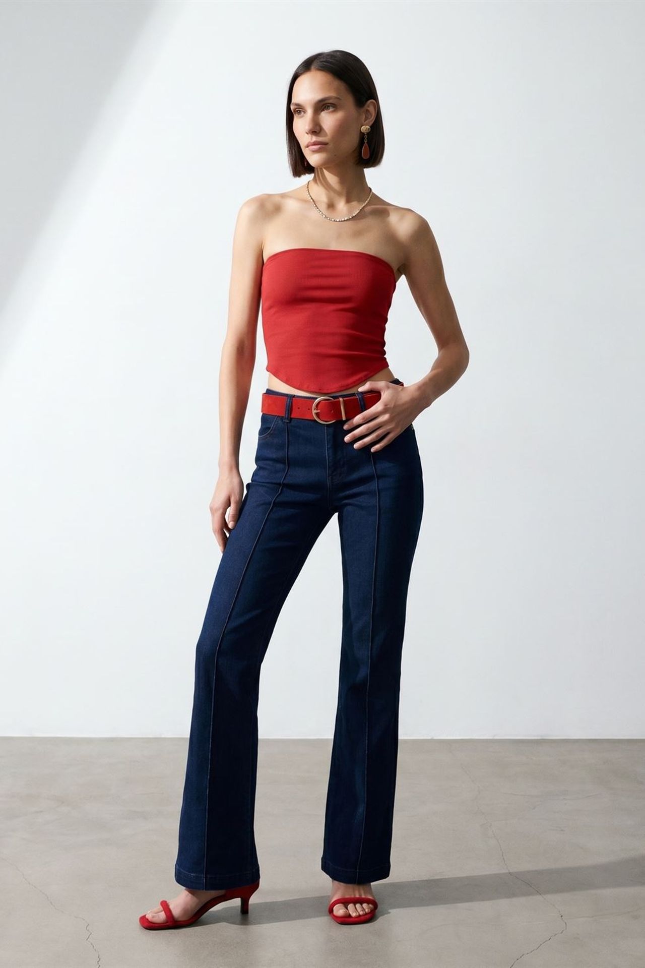 DILVIN Kadın Askısız Crop Bandeau Bluz 4
