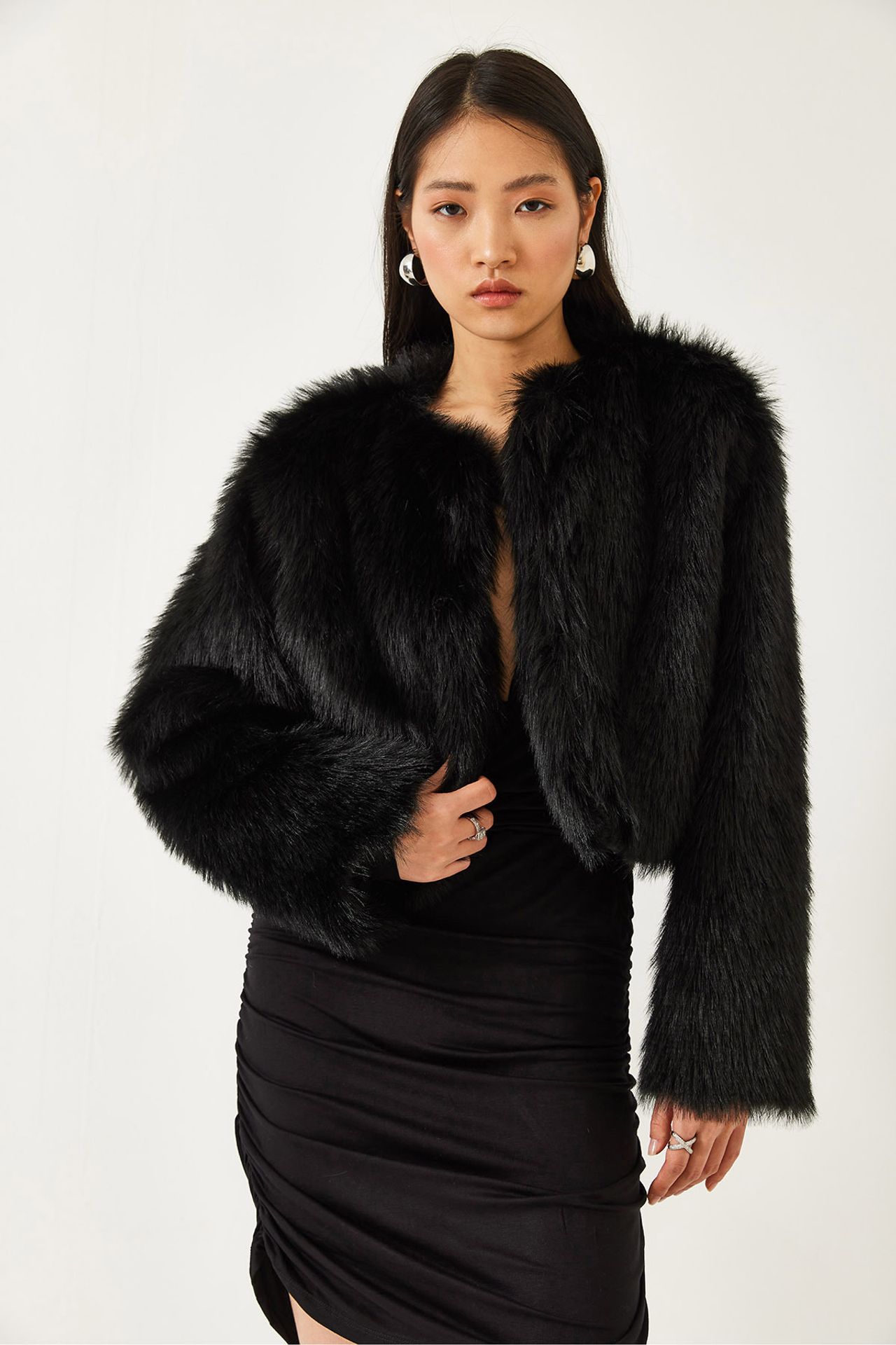 LUCCI Boxy Crop Faux Fur Coat 3