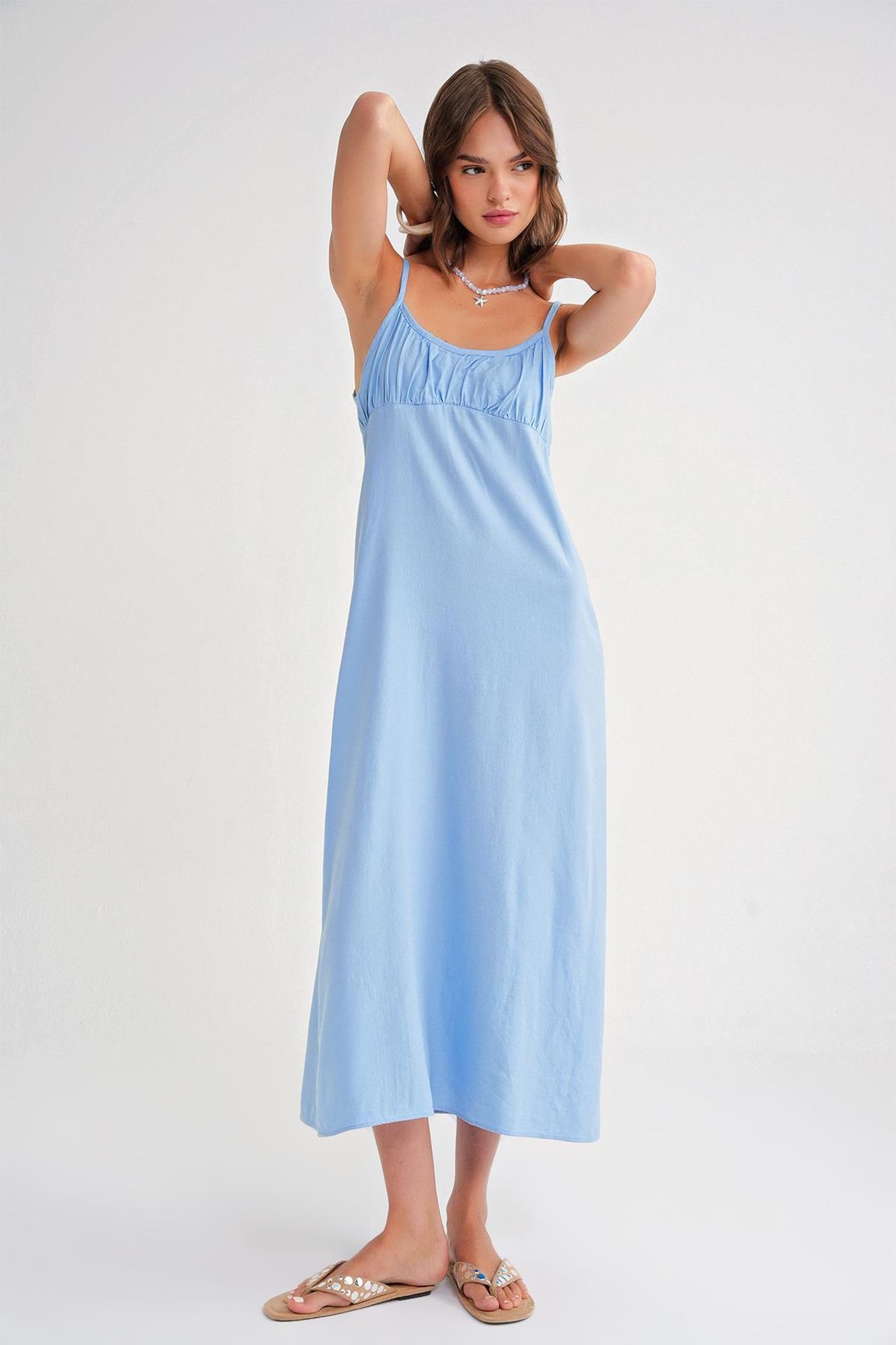 Mixray Strappy Maxi Dress with Gathered Detail 2