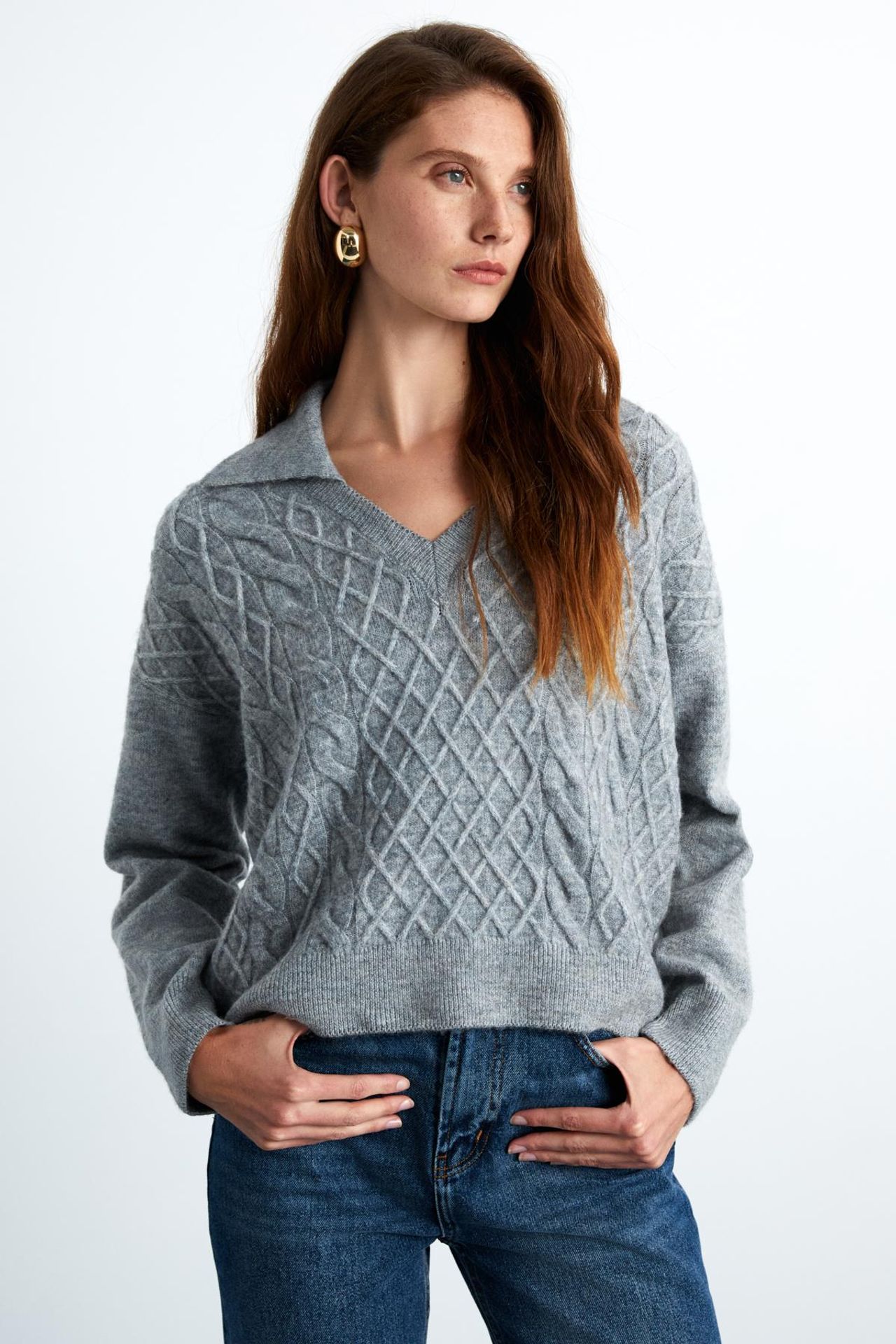GRIMELANGE Argyle Polo Collar Jumper 2