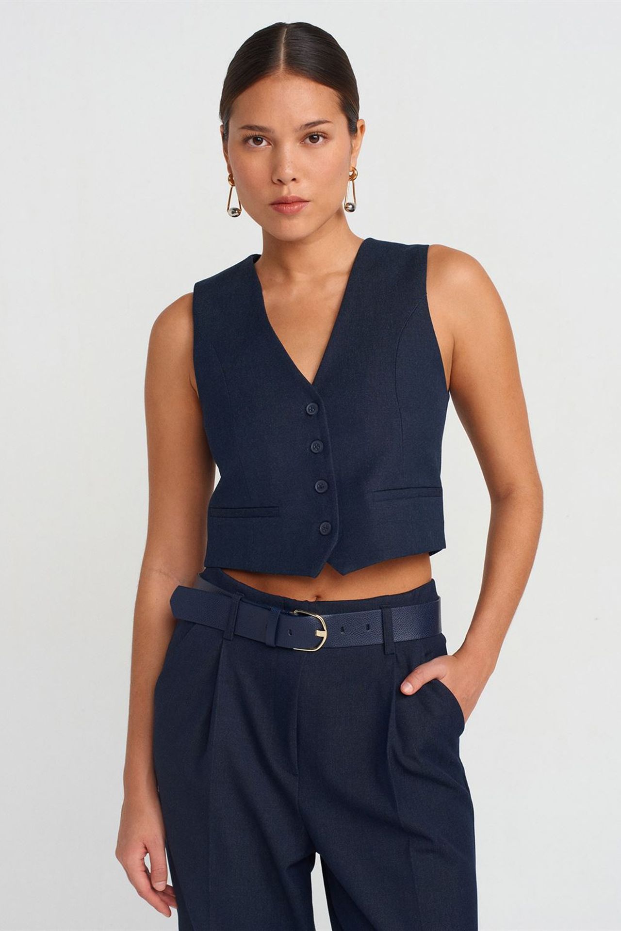 DILVIN Women’s Fitted Cropped Waistcoat 1