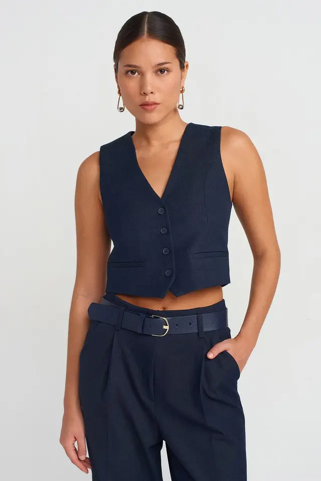 DILVIN Women’s Fitted Cropped Waistcoat