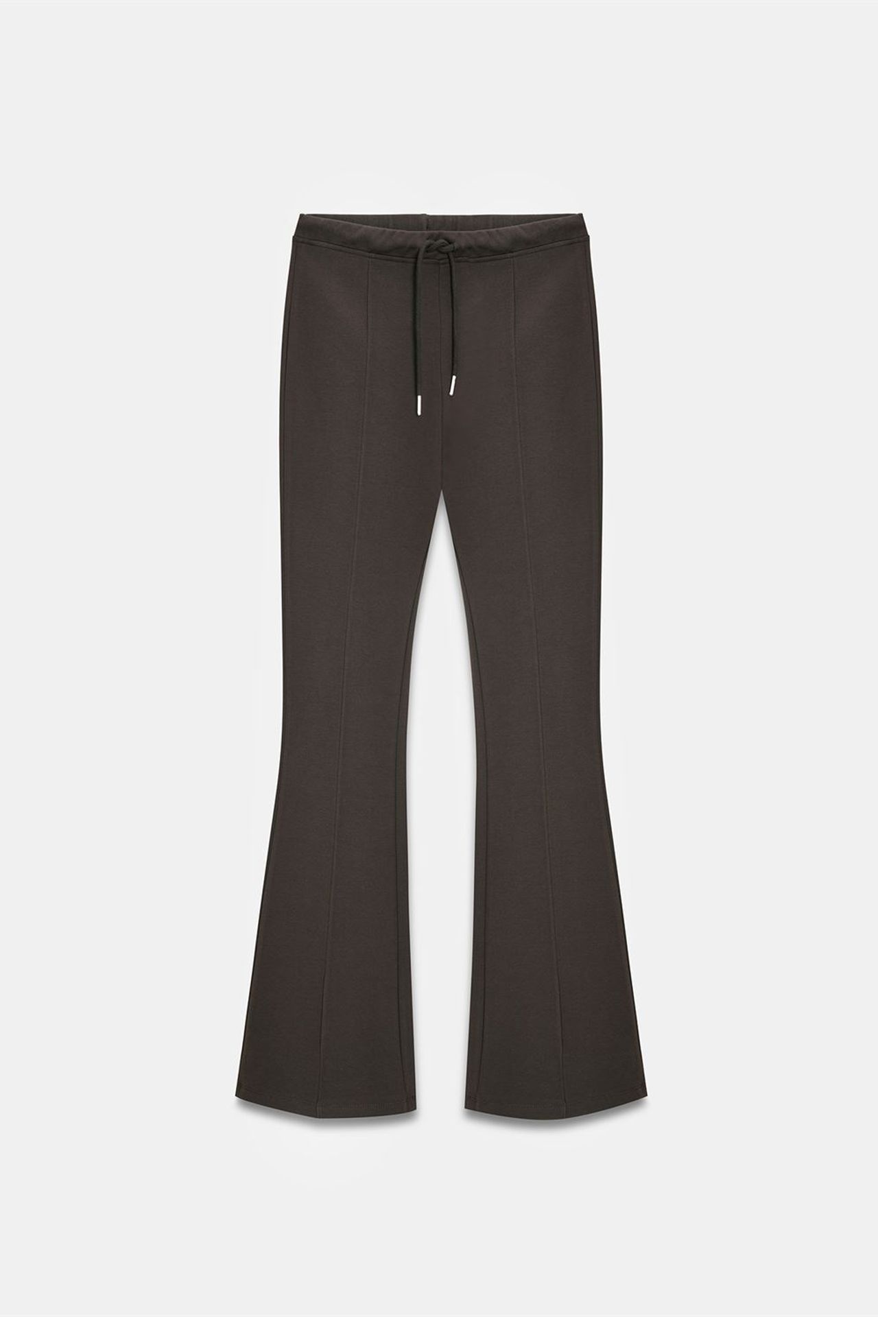 DILVIN Mid-Waist Flare Jersey Pants With Drawstring 5