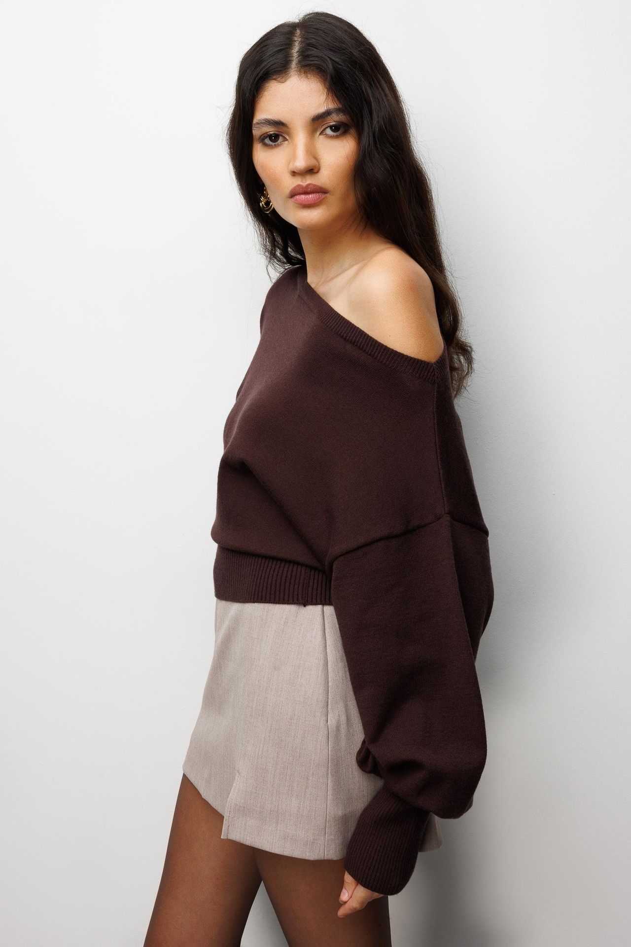 Mixray Ribbed Boat Neck Sweater 4