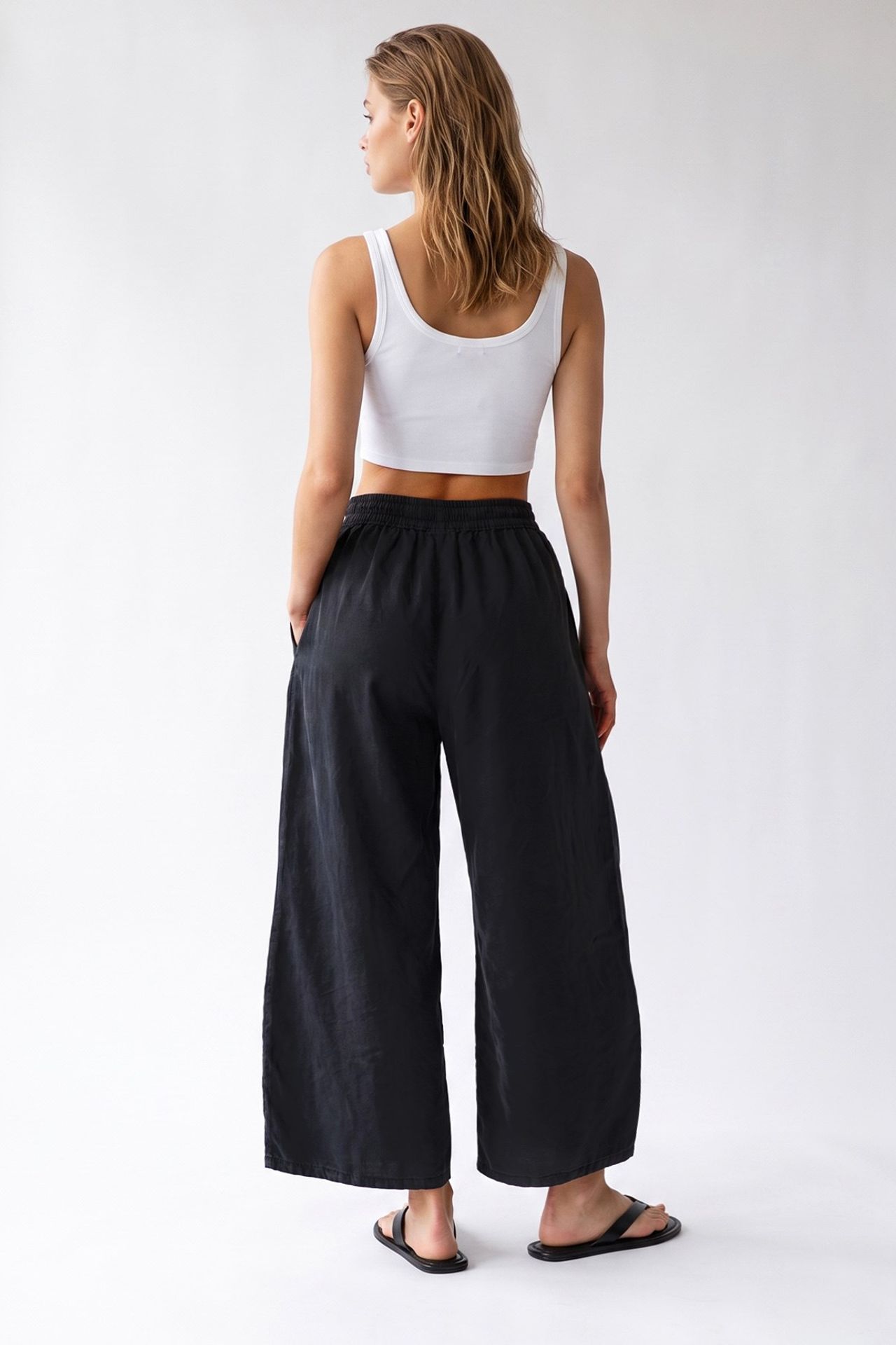 MIXRAY Wide-Leg Tencel Ankle-Length Trousers 5