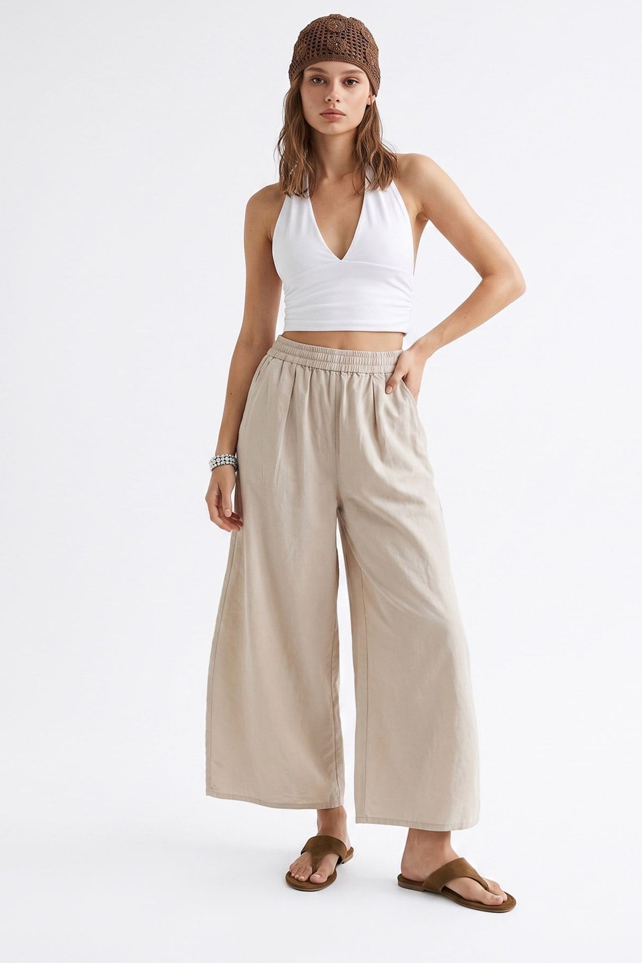 MIXRAY Wide-Leg Tencel Ankle-Length Trousers 3