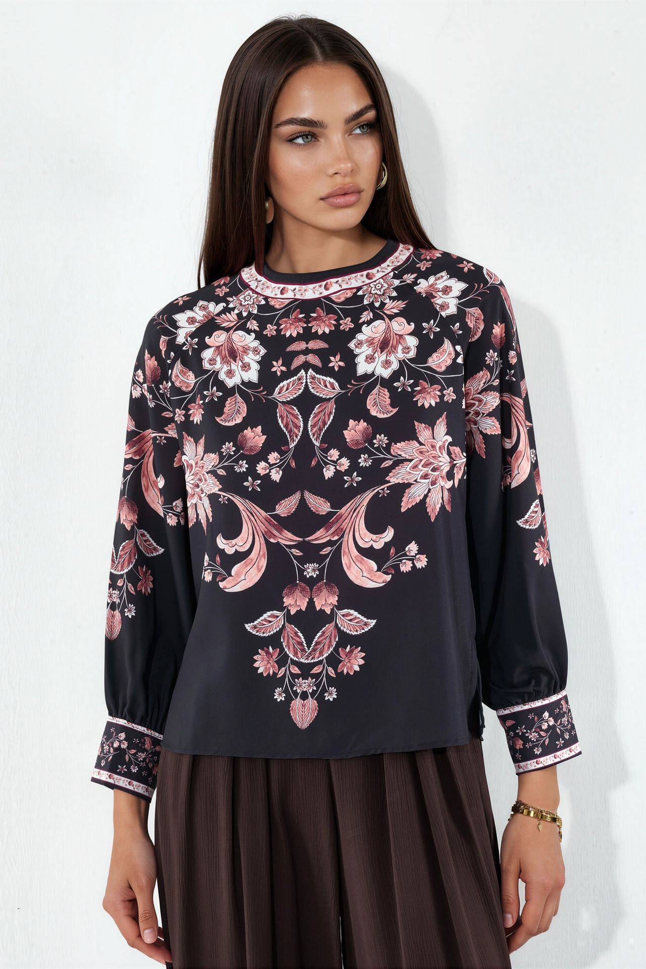 MSN Floral Embroidered Crepe Blouse 1