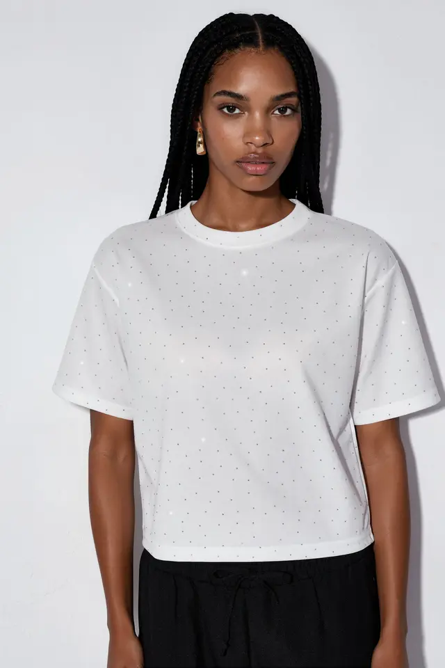 BDART Stone Detailed Crew Neck T-Shirt
