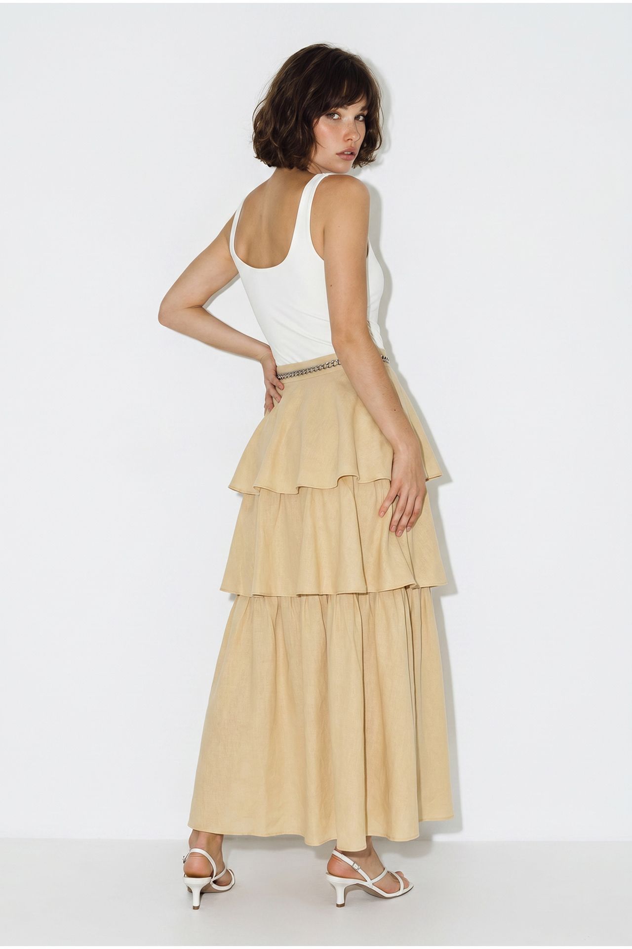 LUCCI High-Waist Cotton Poplin Midi Skirt 6