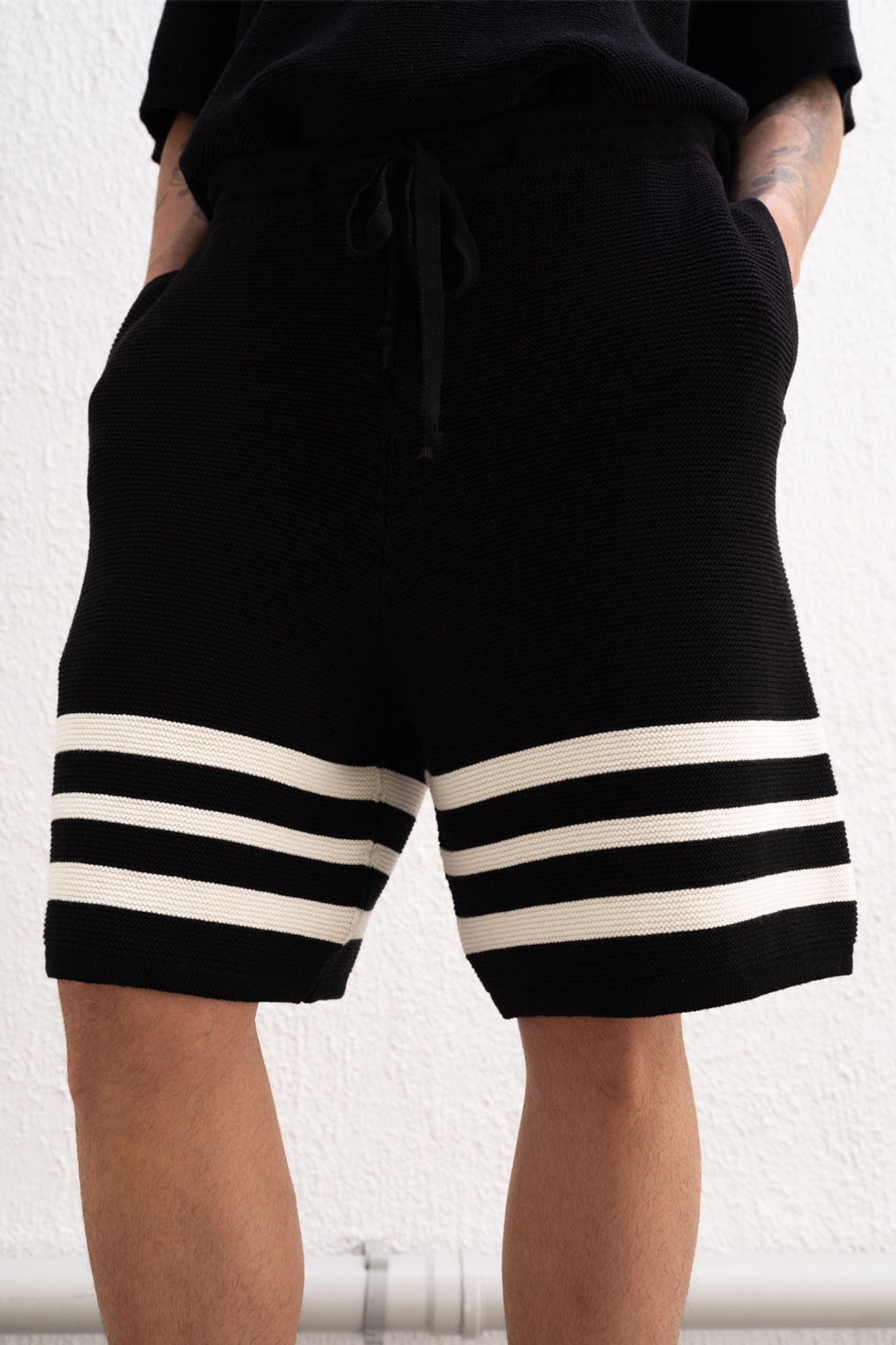 GIESTO Striped Knitwear Shorts with Drawstring Waist 2