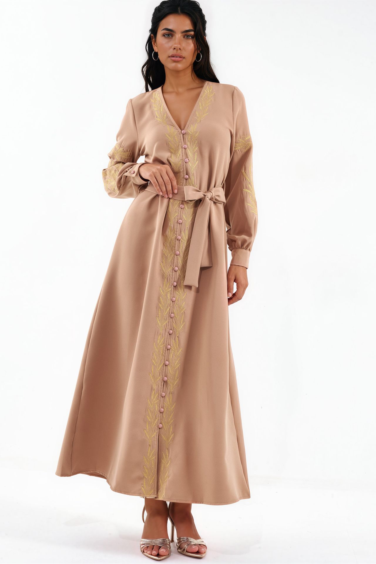 MSN Embroidered V-Neck Maxi Dress 1