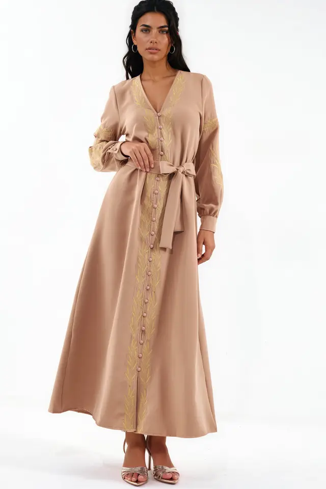 MSN Embroidered V-Neck Maxi Dress