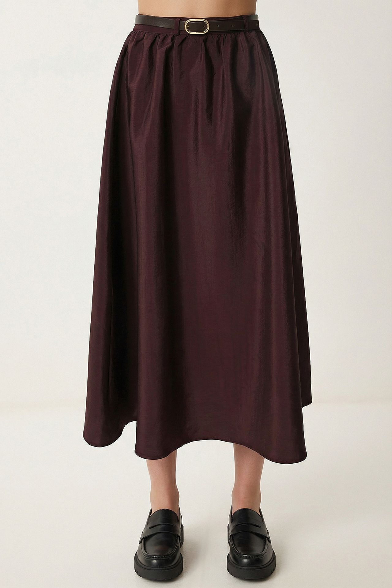 ISTANBUL High-Waist Belted Midi A-Line Skirt 3
