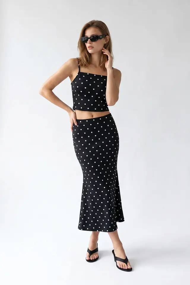 MIXRAY Women's High Waist Polka Dot Two-Piece Coord
