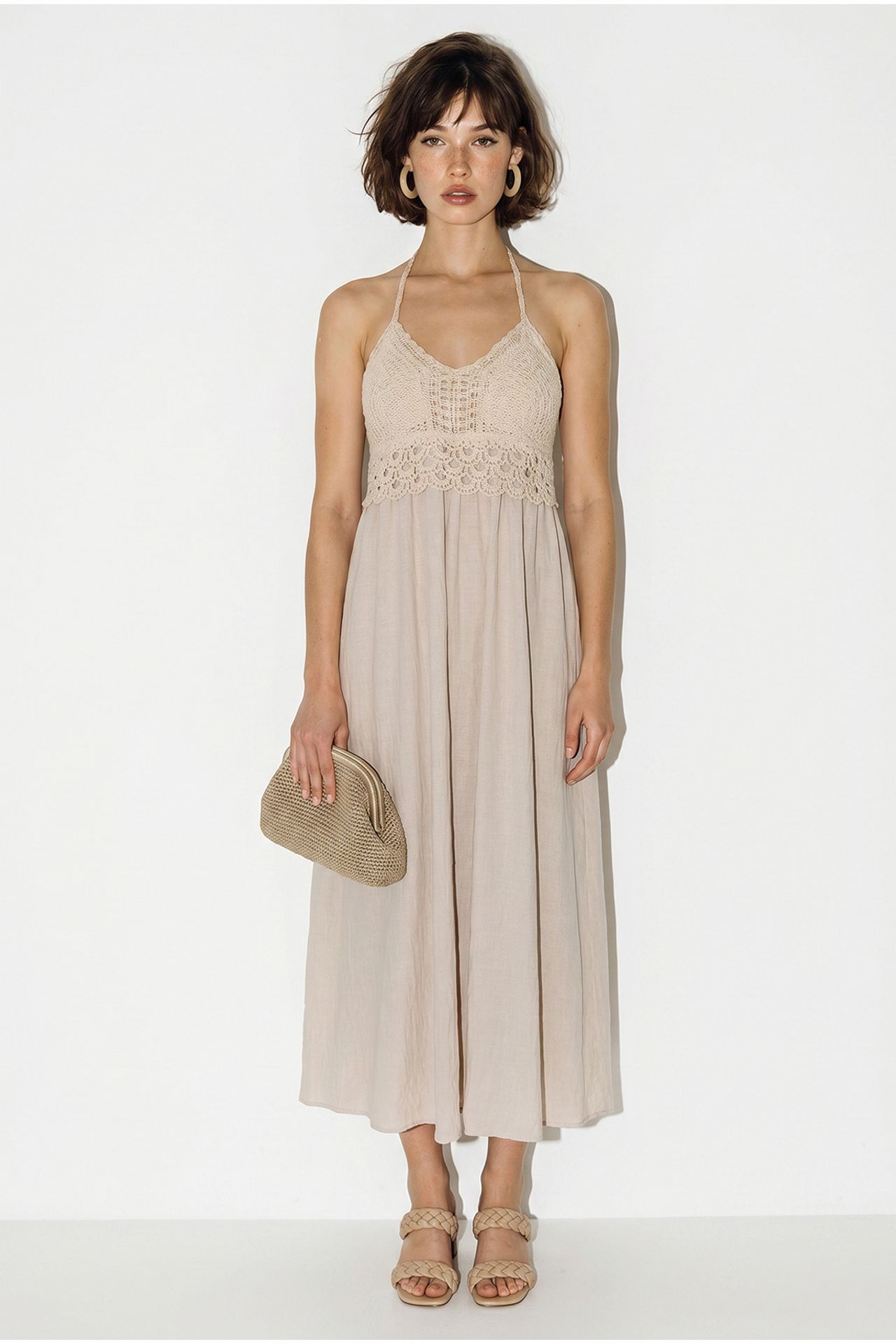 LUCCI Halter Lace A-Line Midi Dress 3