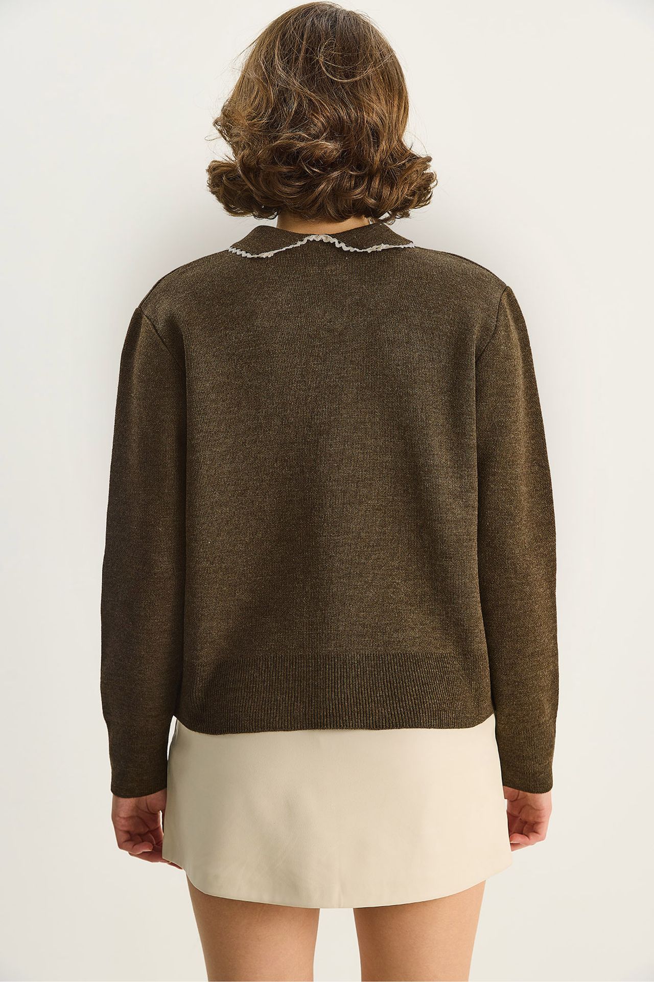 LUCCI Knit Sweater with Shirt Collar 5