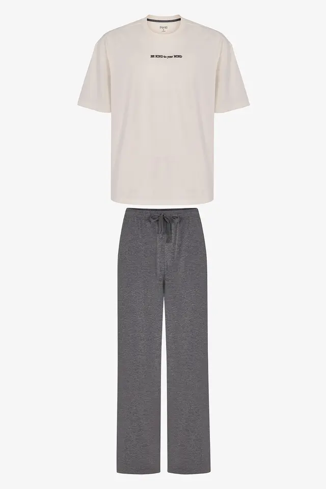 PENTI Men's Modern Stone Oversized Short Sleeve Pajama Set