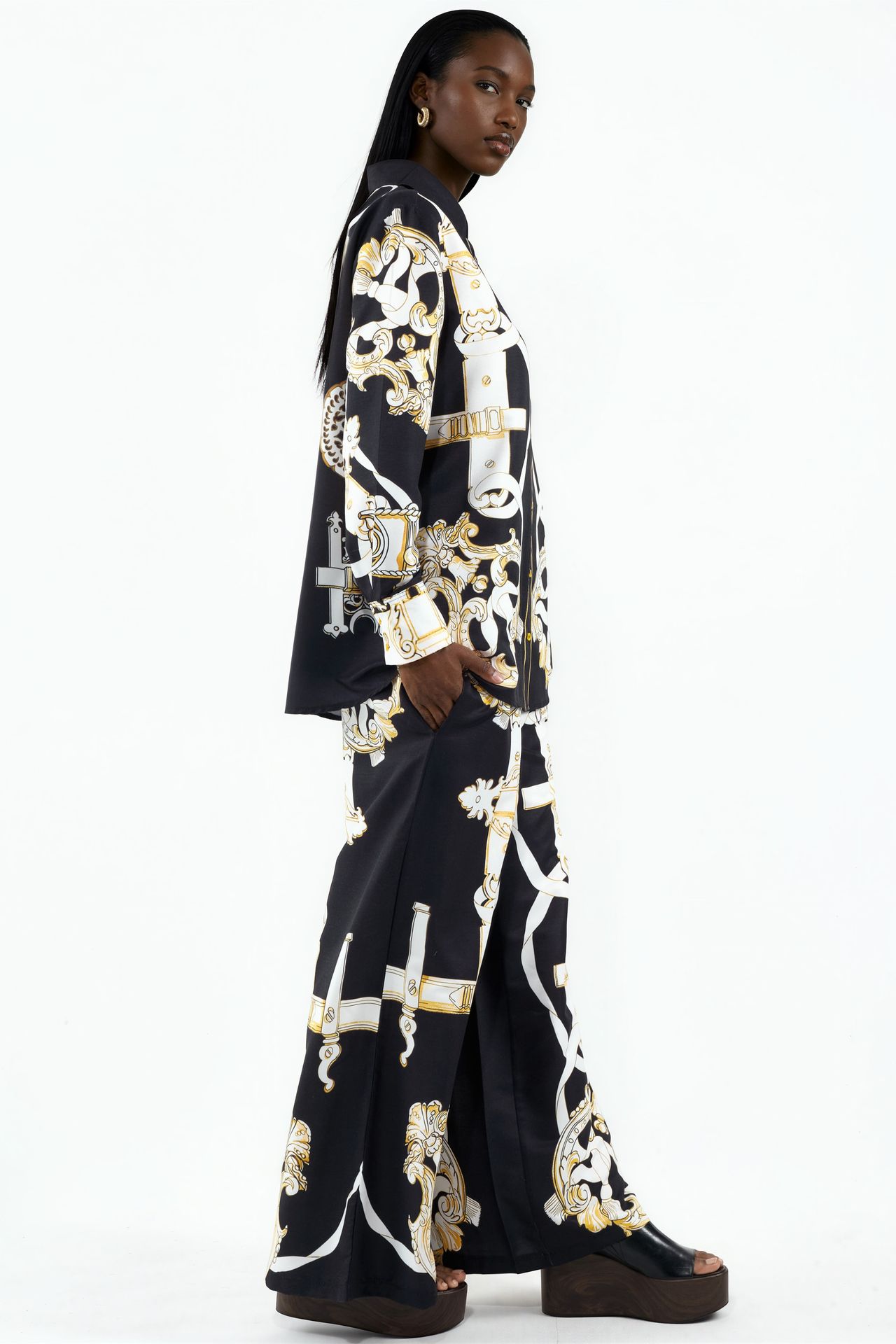 MSN Printed Shirt And Wide-Leg Trouser Set 2