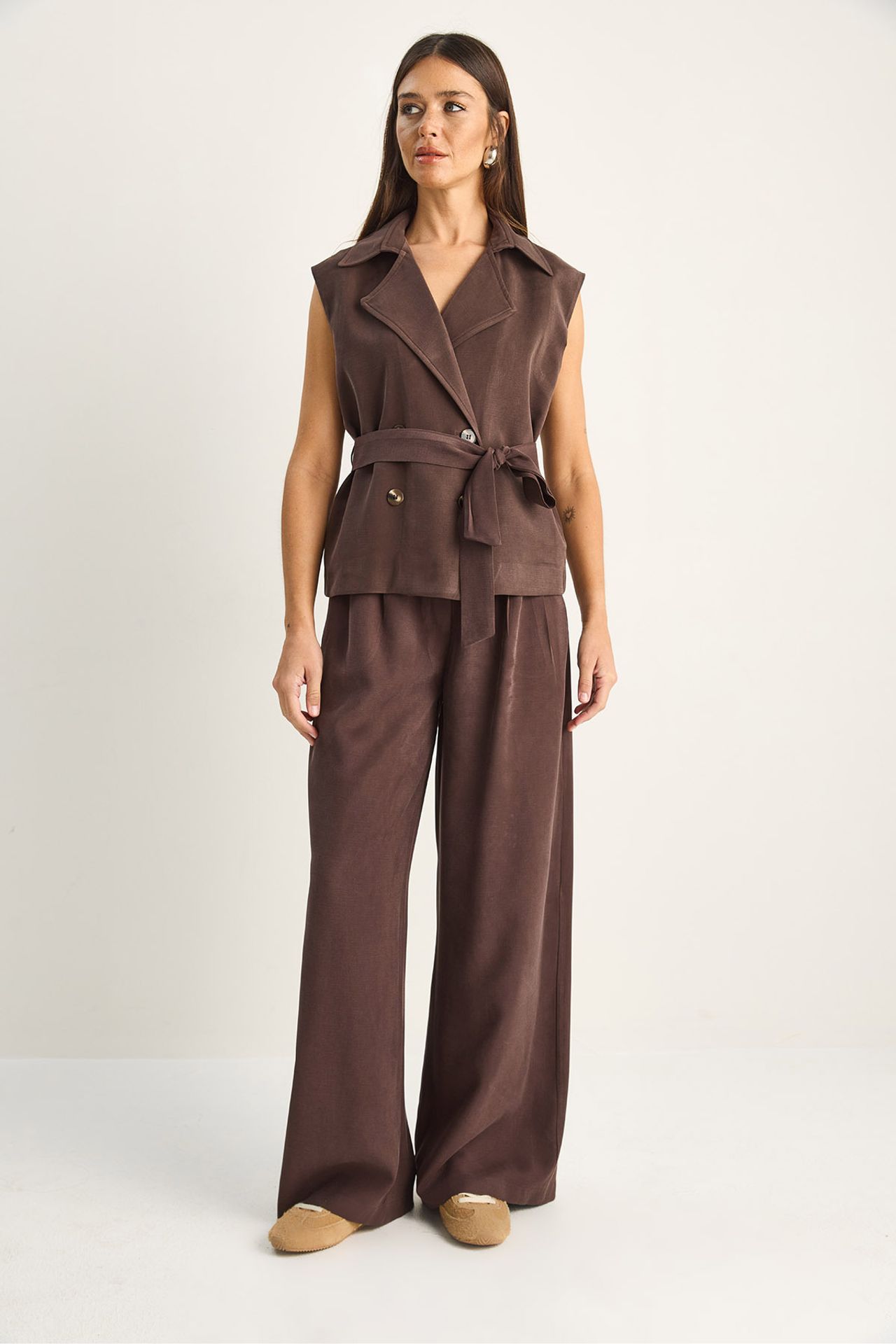 LUCCI High Waist Wide Leg Co-ord Set with Shawl Collar 2