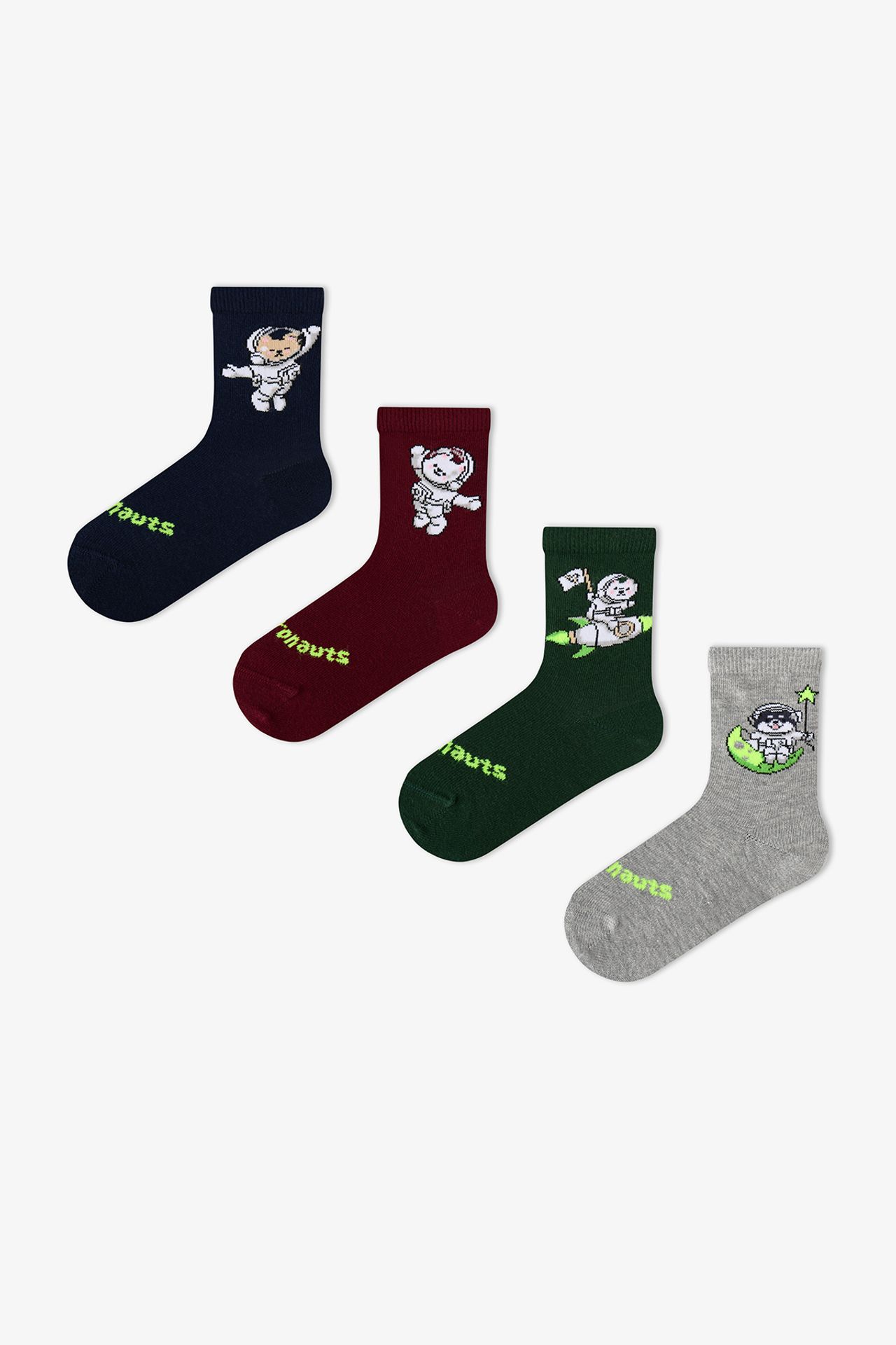 PENTI Boys' Space Friends Cotton 2-Pack Crew Socks 1