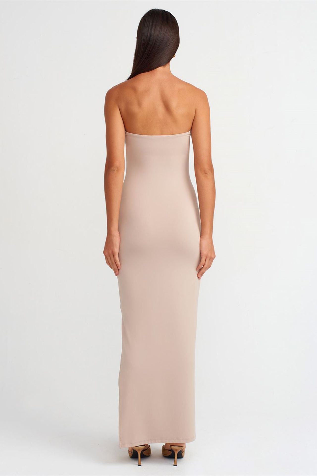 DILVIN Strapless Bodycon Maxi Dress With Slit 2