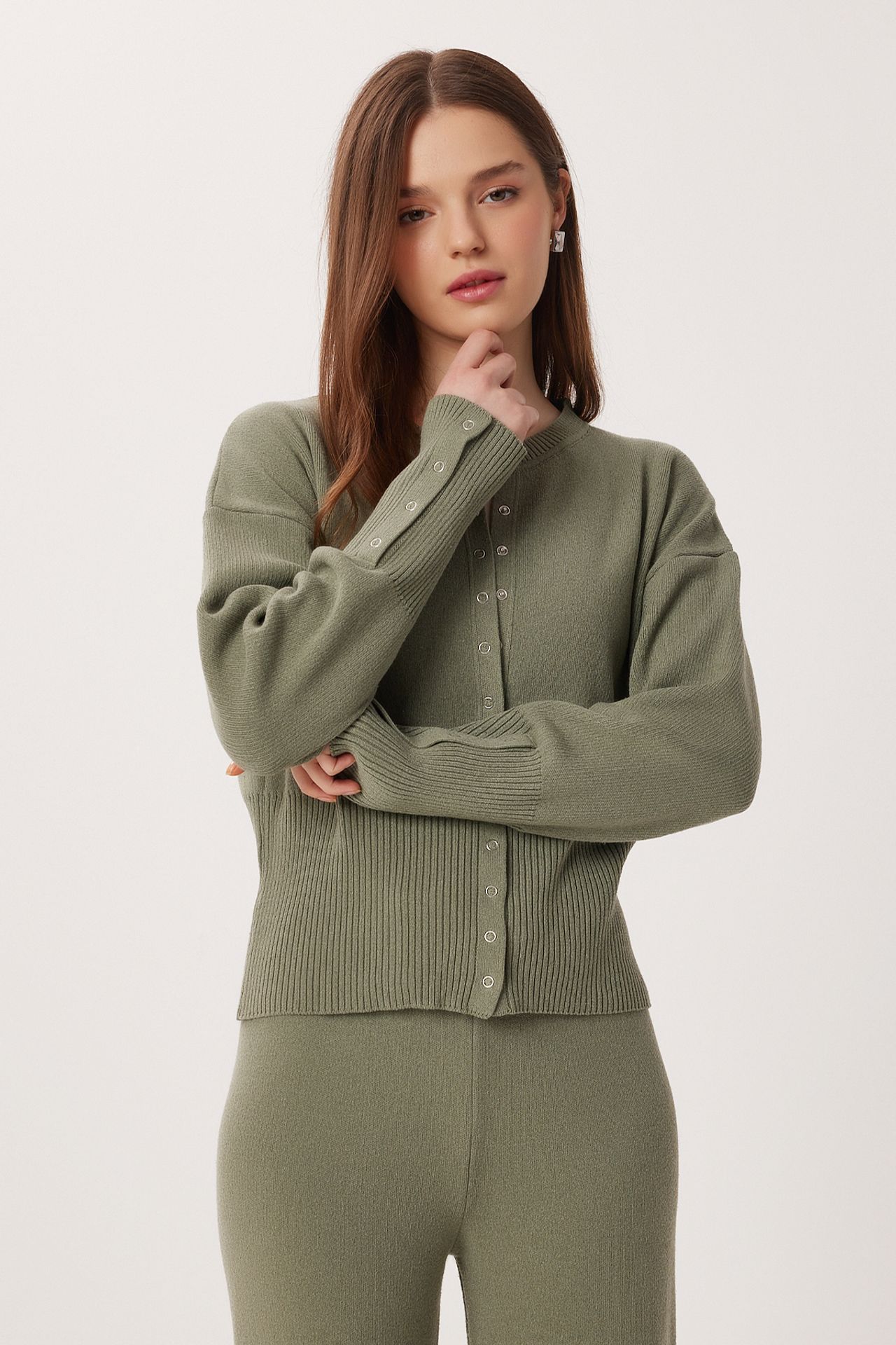 ISTANBUL Ribbed Knit Co-Ord Set with Button Closure