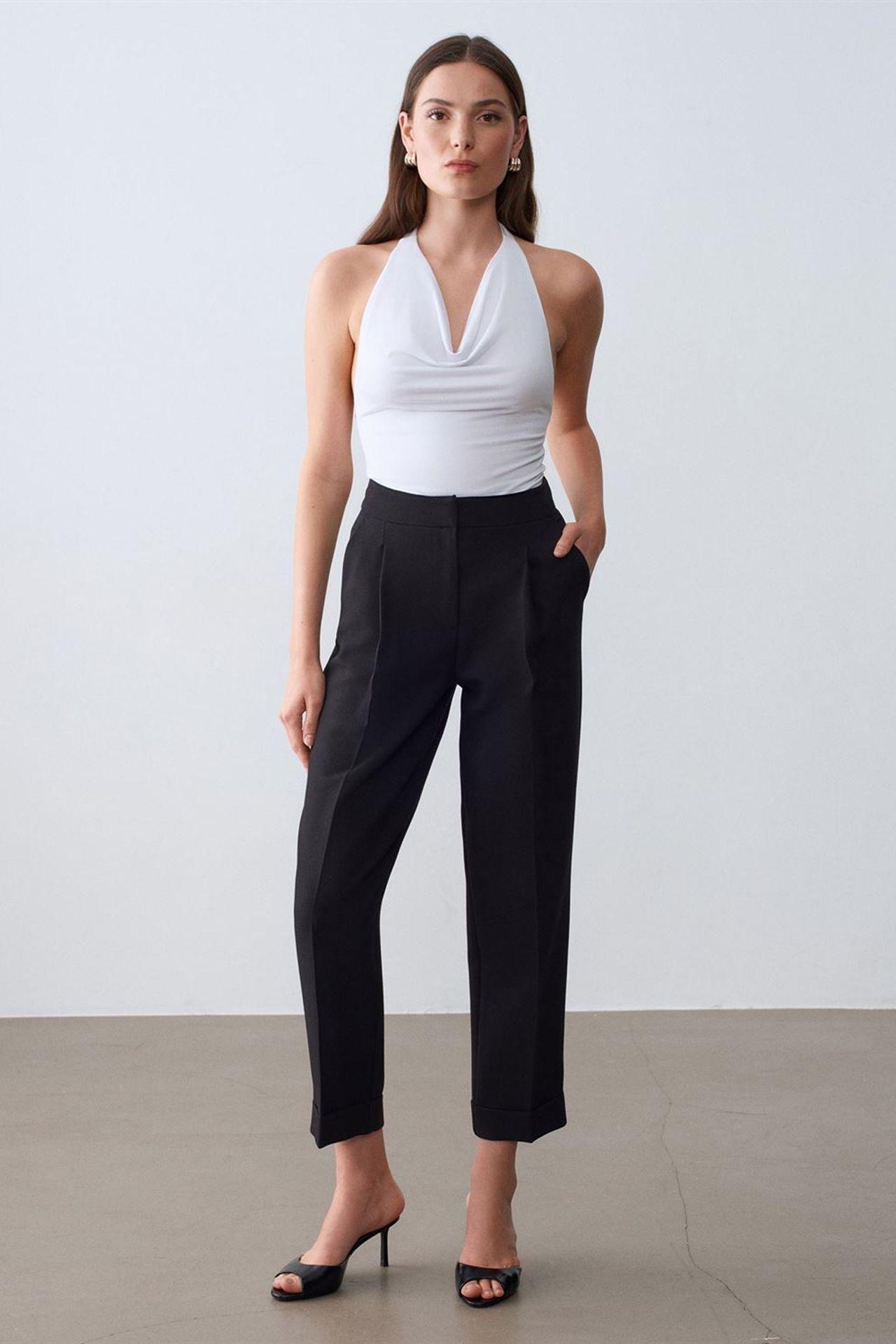 DILVIN Women's High-waist Straight-leg Tailored Trousers 1