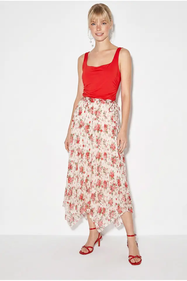 LUCCI Floral High-Waist Maxi Skirt