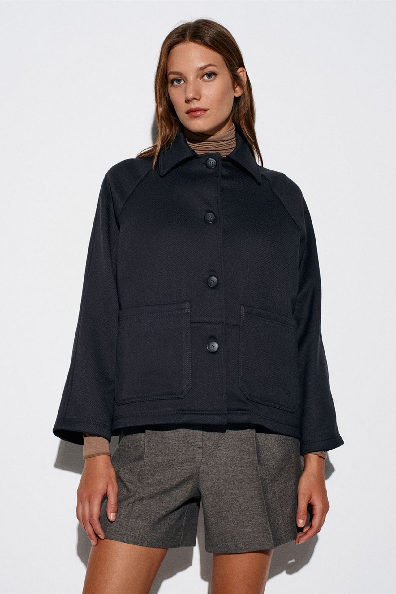 DILVIN Oversized Plush Woven Button Jacket