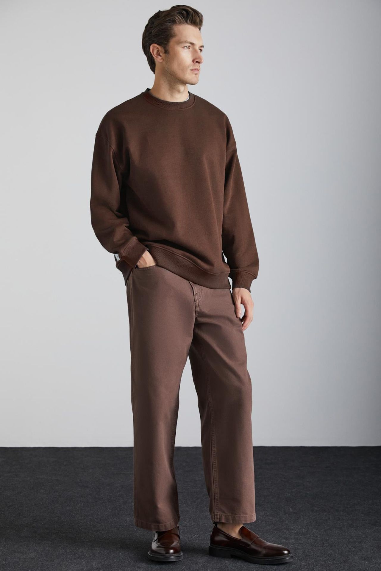 GRIMELANGE Bol Kesim Fitilli Bisiklet Yaka Sweatshirt 2