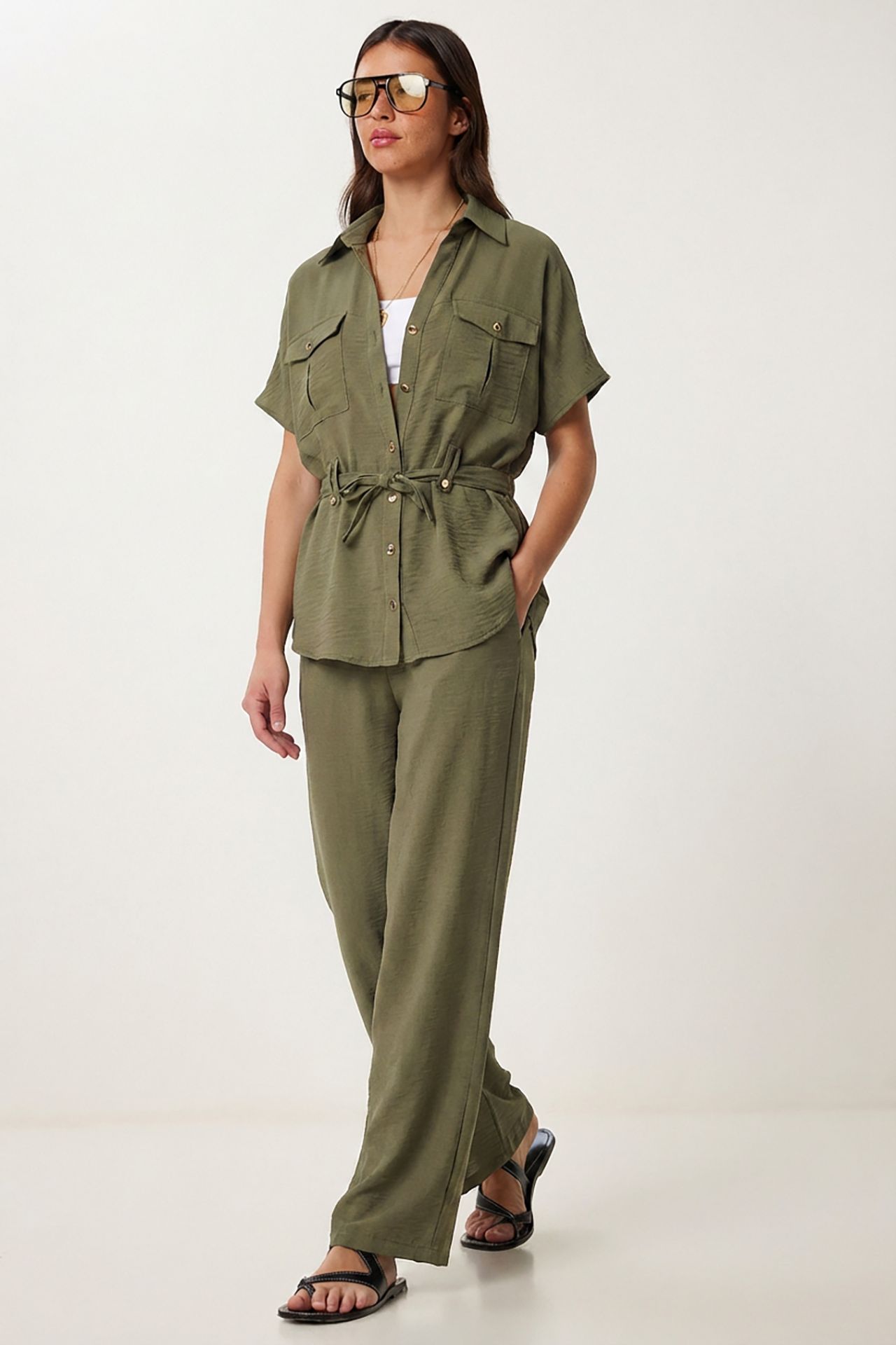 ISTANBUL Belted Long Wide Leg Co-Ord Set 4