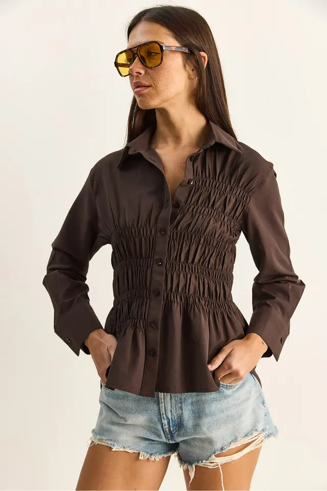 LUCCI Women's Regular-Fit Cotton-Blend Poplin Shirt
