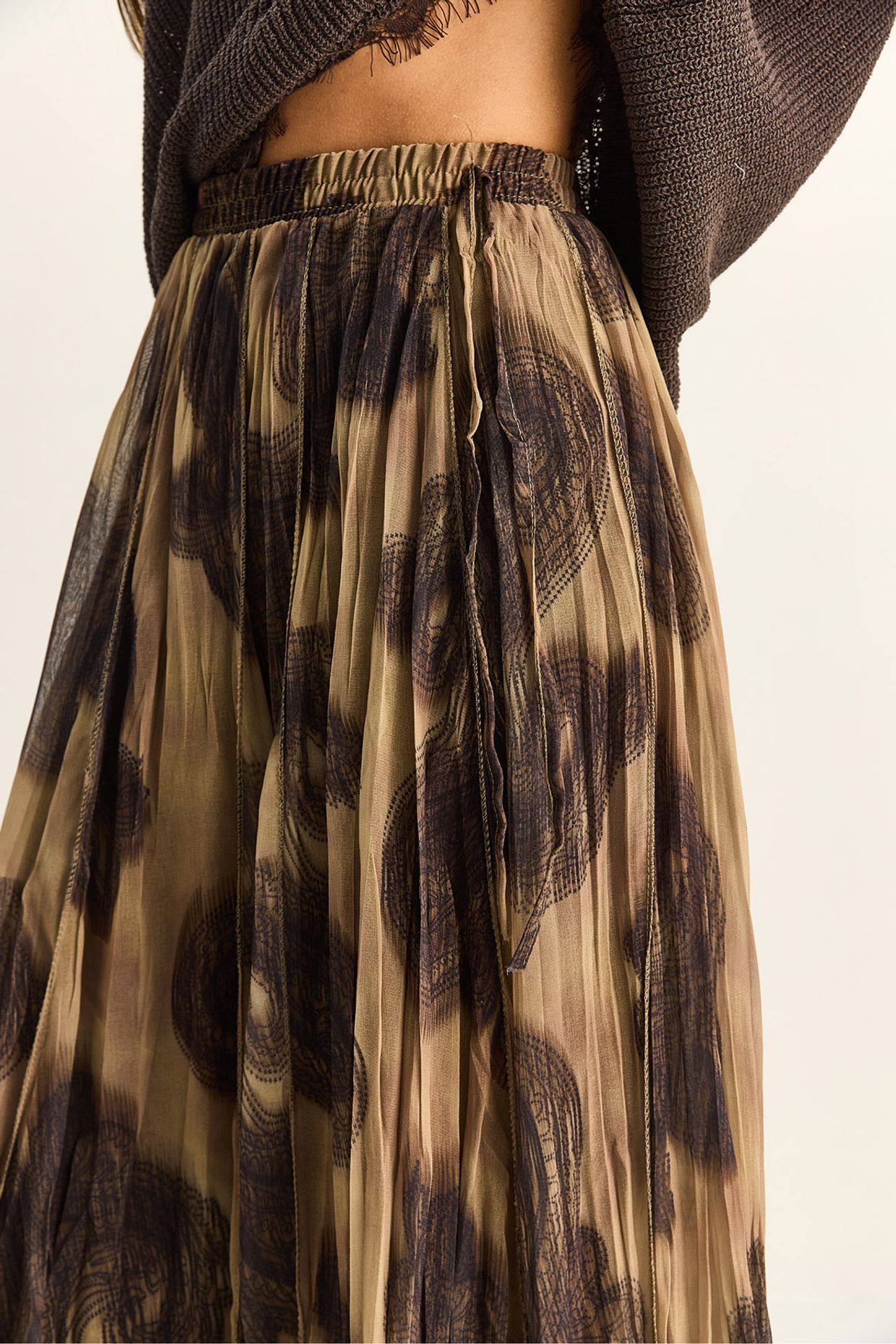 LUCCI High Waist Long Ethnic Print Skirt 6