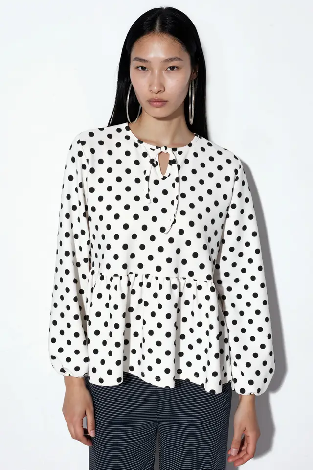 BDART Polka Dot Crepe Tie-Detail Blouse