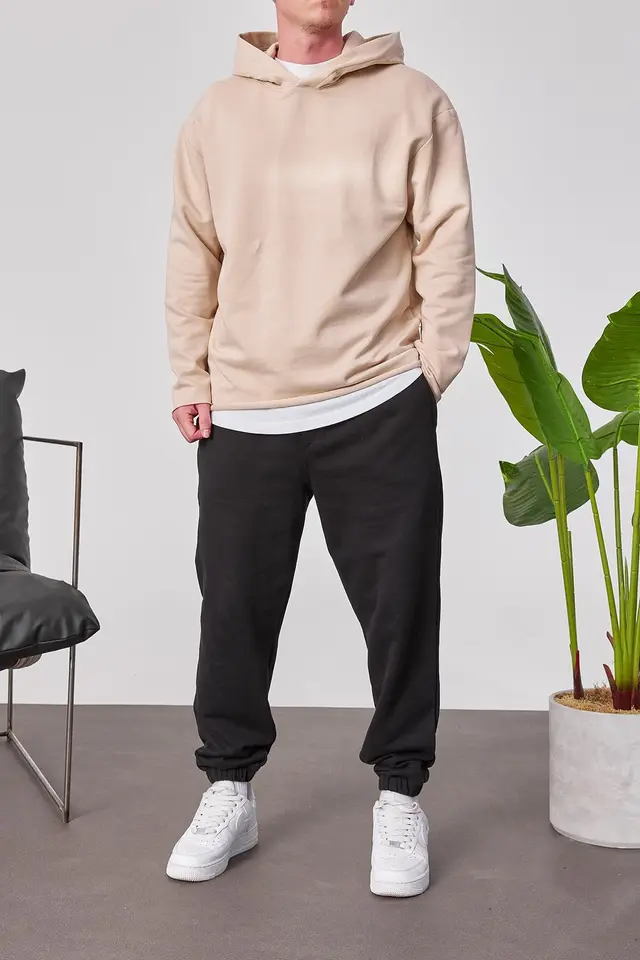 NOMARC Rahat Kalıp Nervürlü Kapüşonlu Hoodie